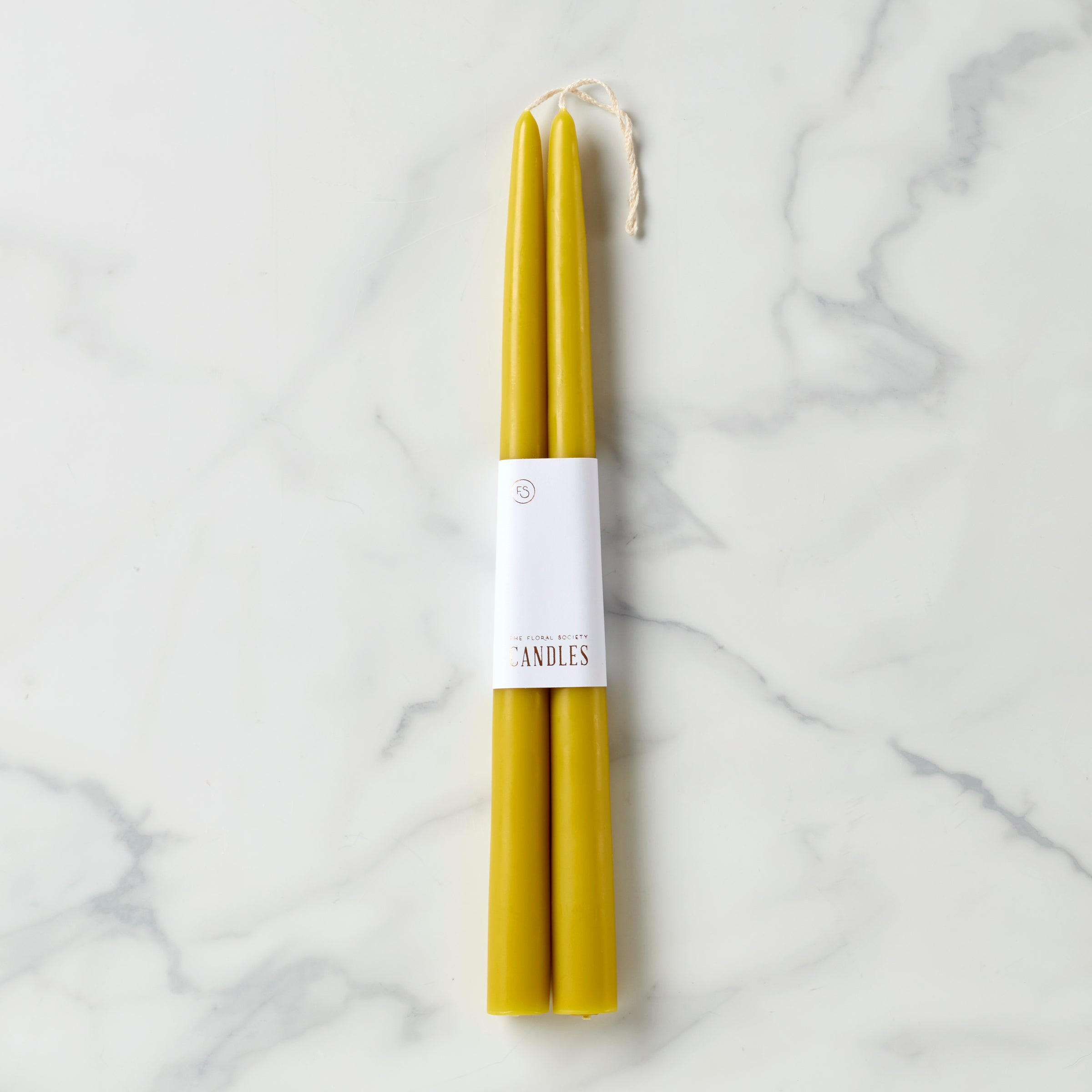 Hand-Dipped 12" Citrine Taper Candles | Braided Cotton Wick