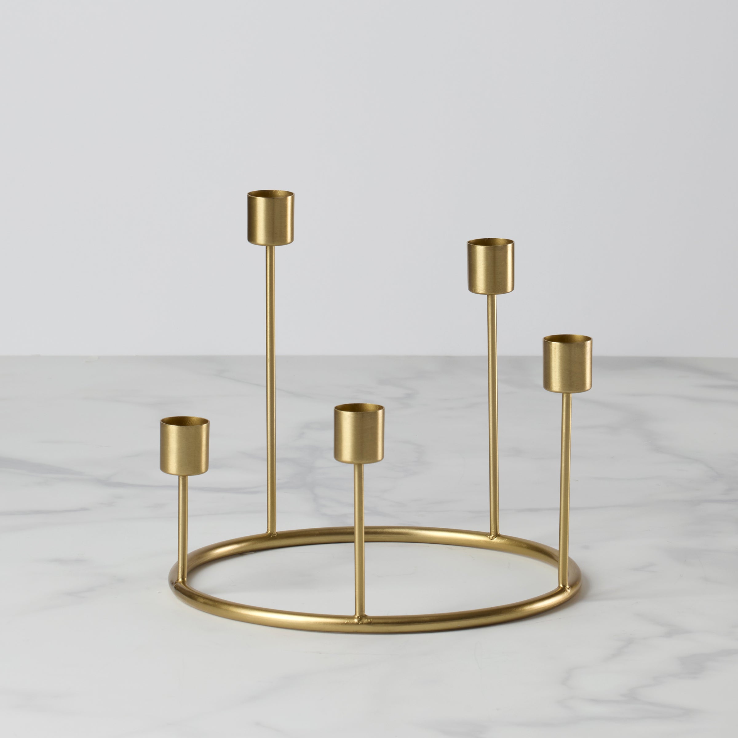 Gold Candlestick Wreath with Tiered Holders | Handcrafted Home Decor