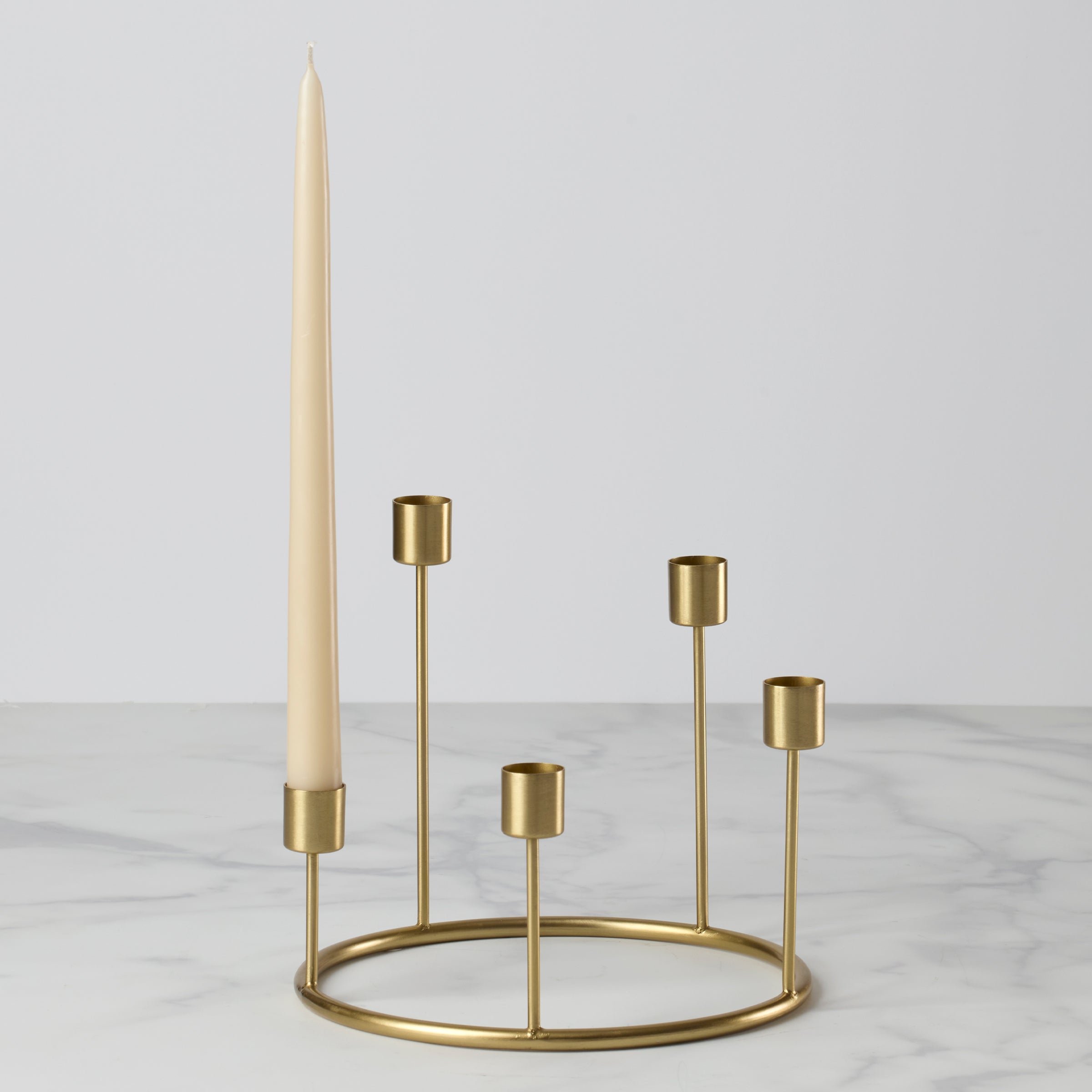 Gold Candlestick Wreath with Tiered Holders | Handcrafted Home Decor