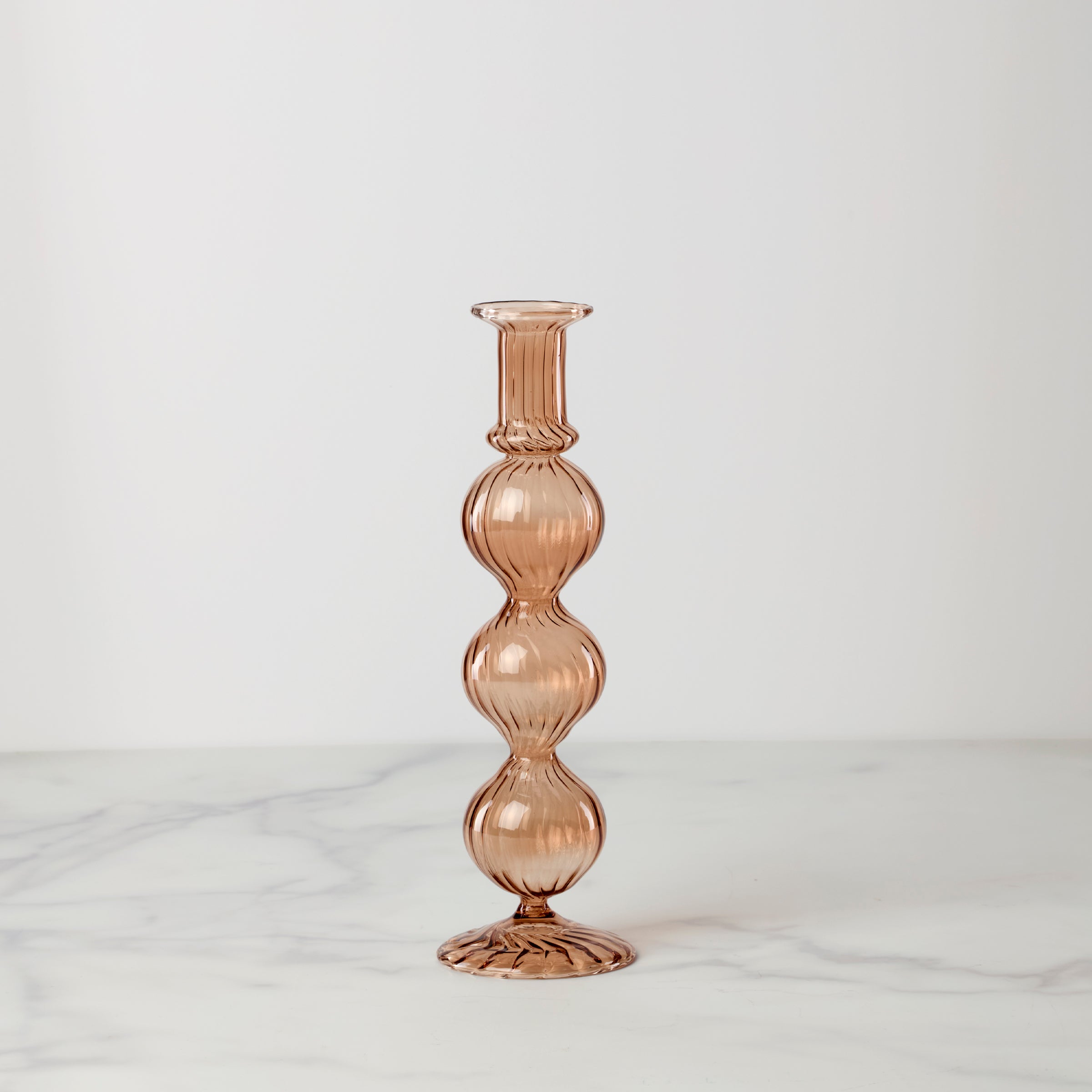 Glass Candlestick Holder with Earth-Inspired Color | Nalia Amaranth