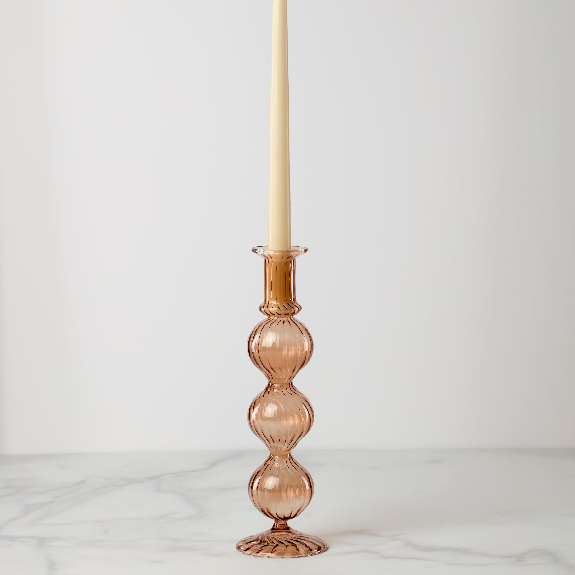 Glass Candlestick Holder with Earth-Inspired Color | Nalia Amaranth