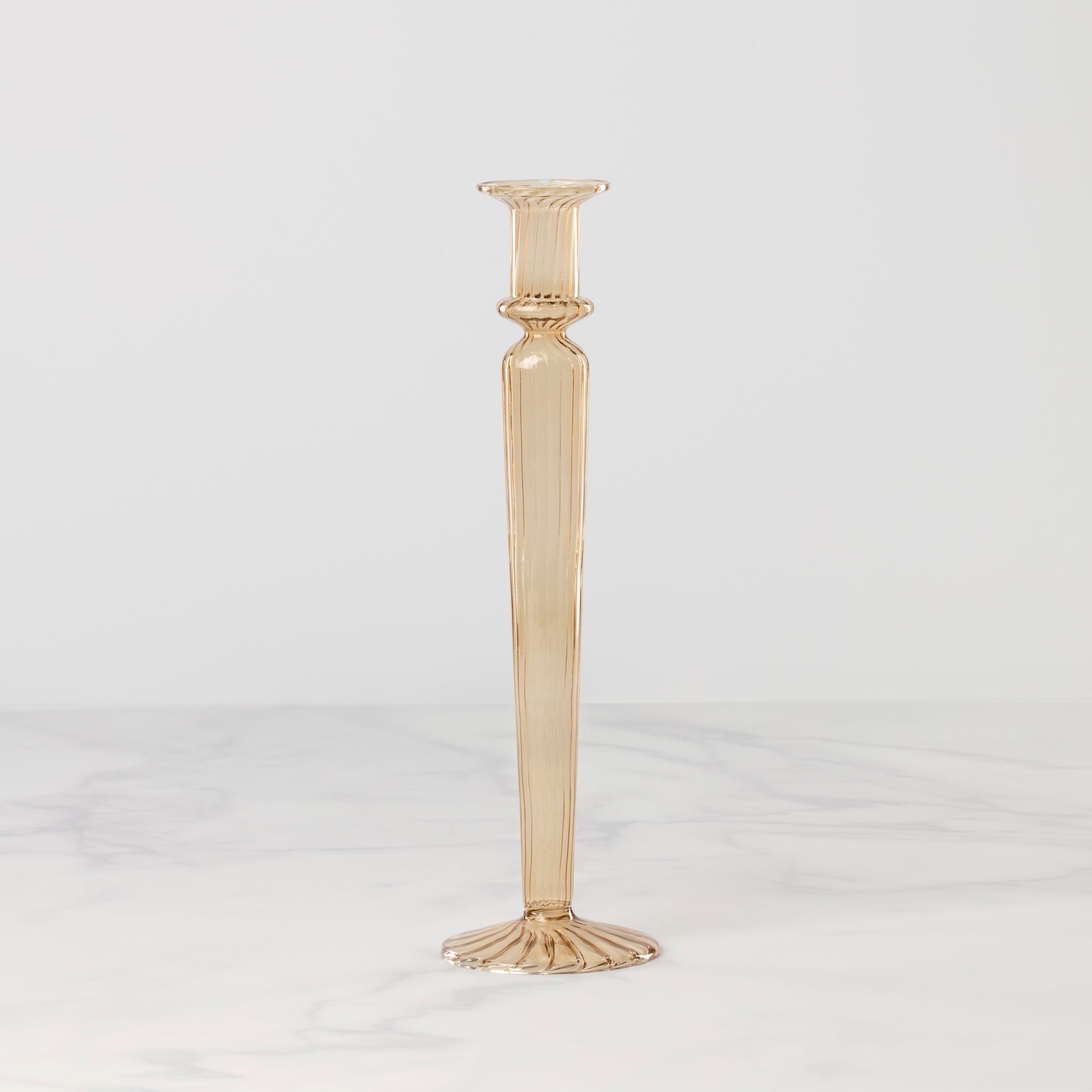 Glass Candlestick Holder with Dandelion Design | Nalia