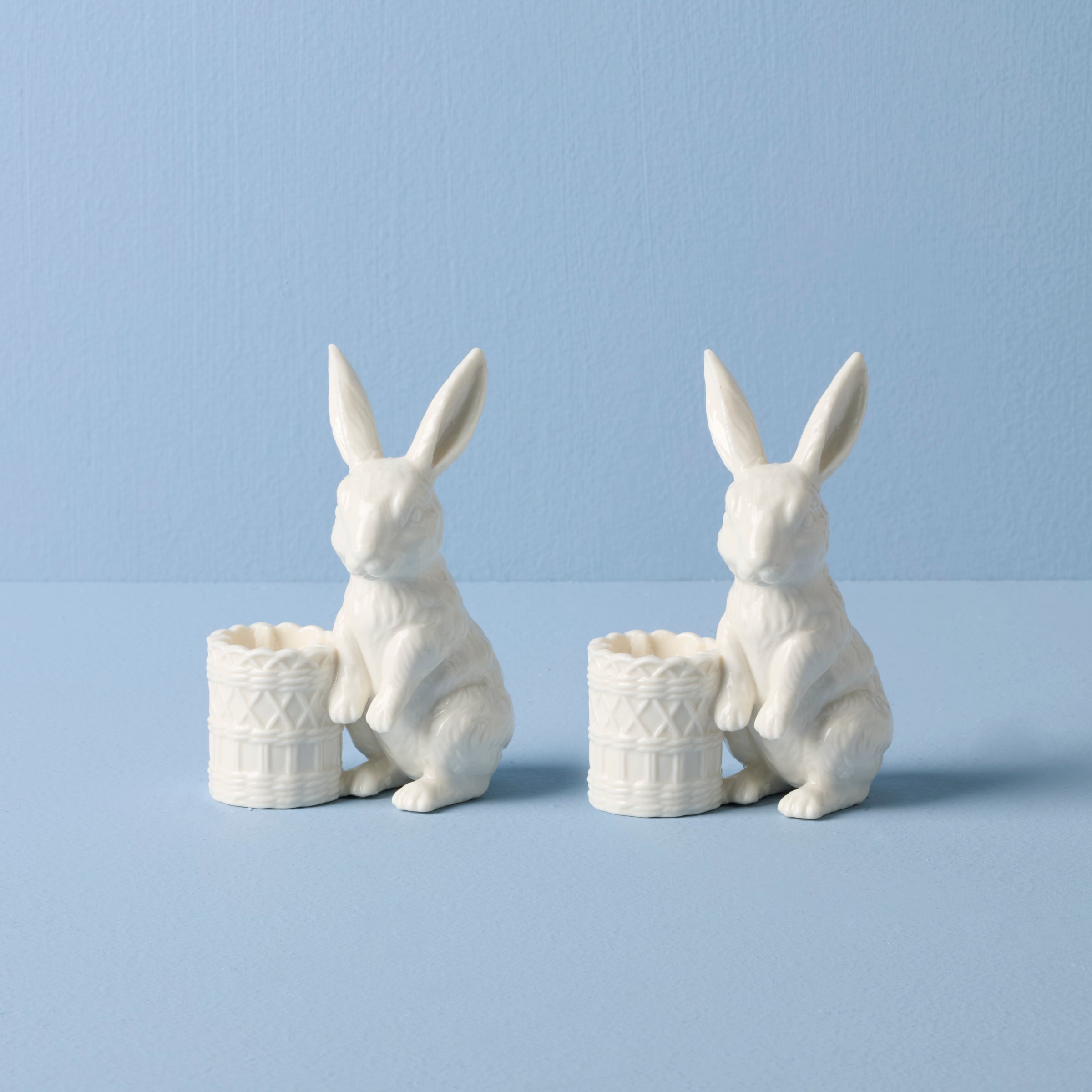 Porcelain Bunny Candle Holders - Set of 2 | Wicker Creek