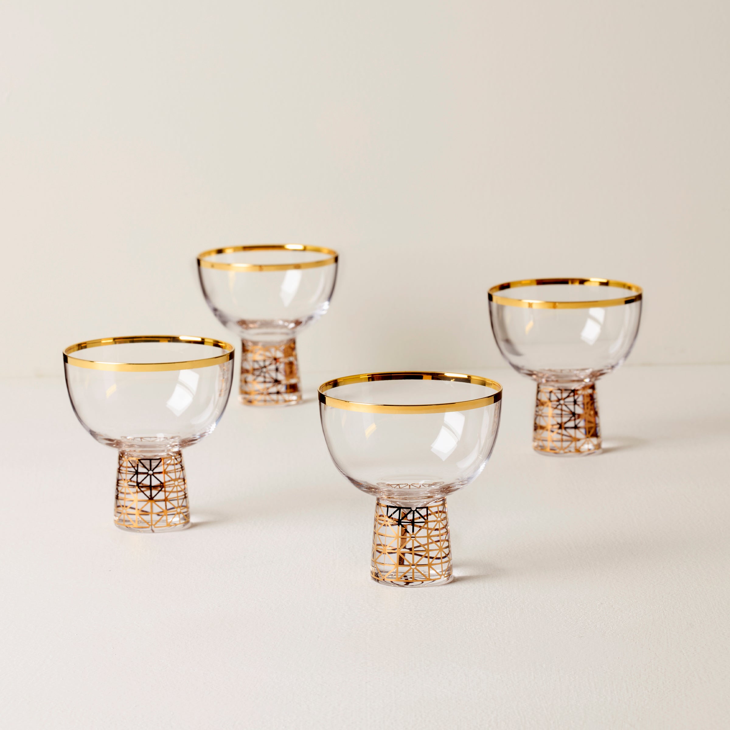 Gold Frost Coupe Glasses Set of 4 - Elegant Stemware for Cocktails | Tuscany Classics