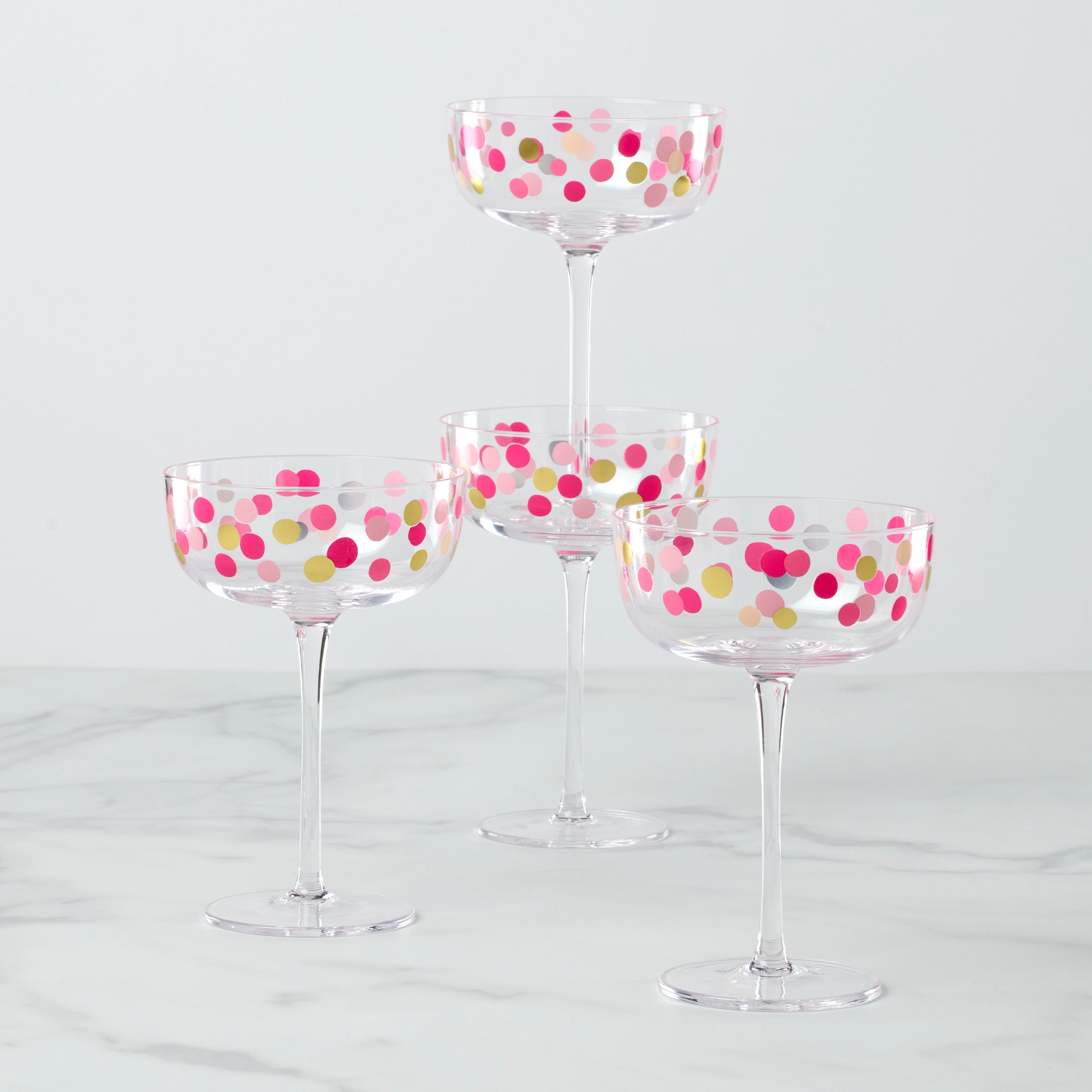 Confetti Coupe Glasses Set of 4 for Celebrations | It's Raining