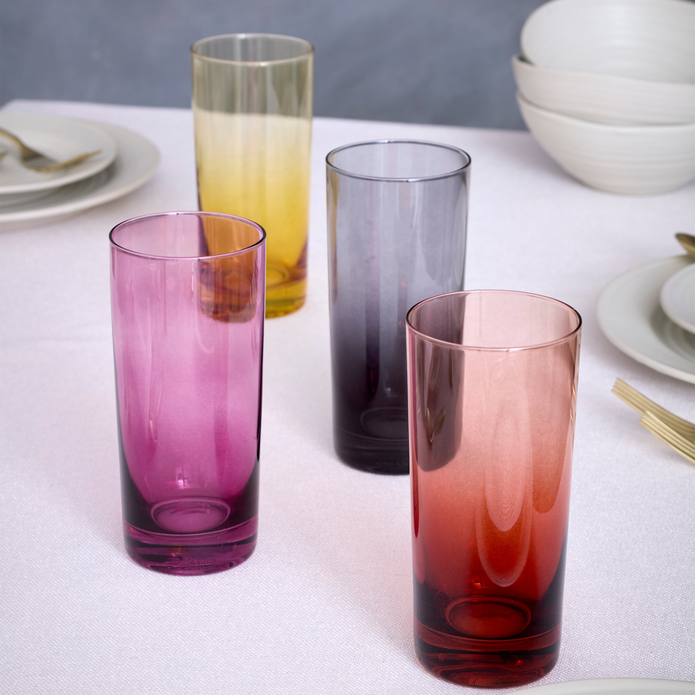 Ombre Highball Glasses Set of 4 for Cocktails & Brunch | Golden Hour