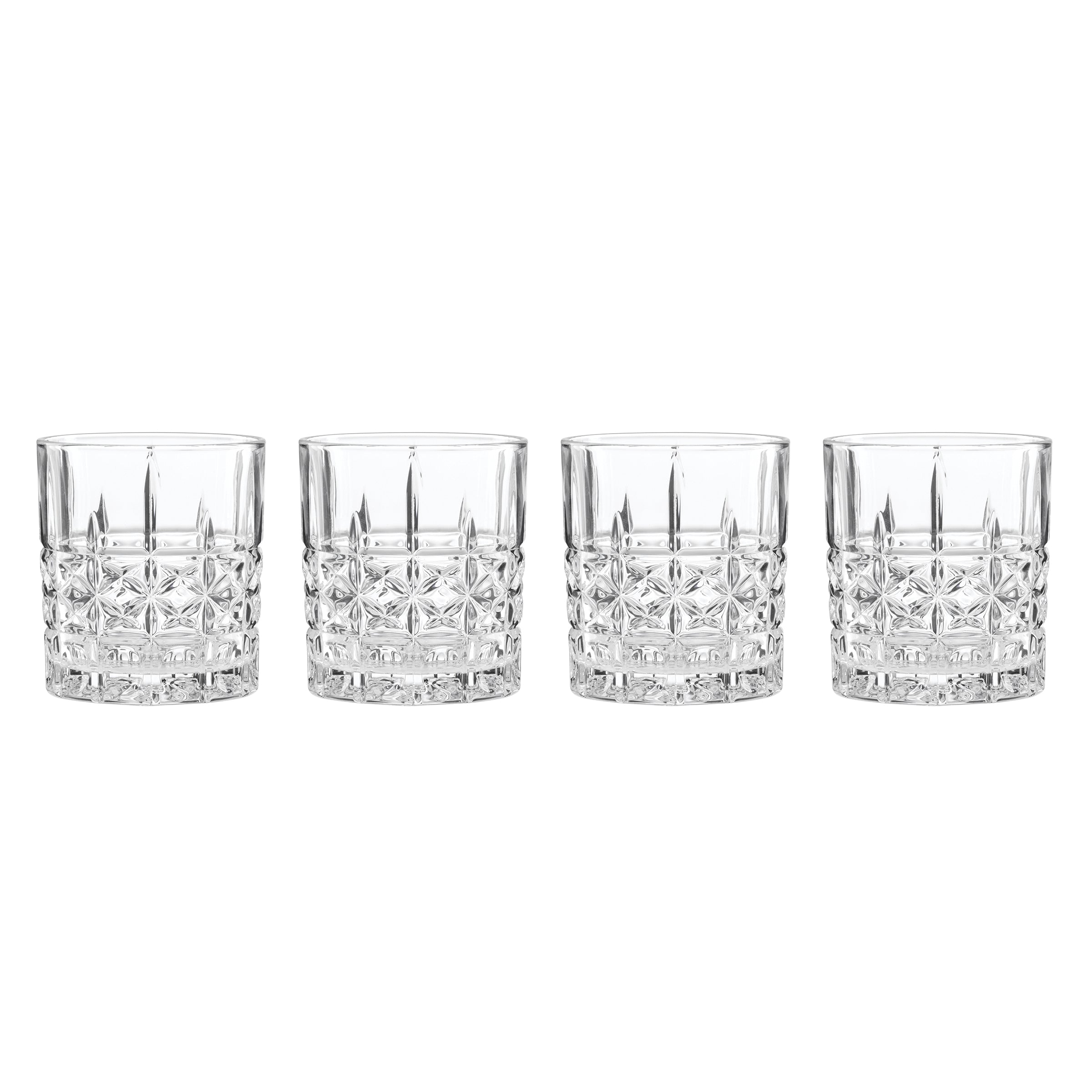 Double Old Fashioned Glasses Set of 4 with Crystal-Cut Starbursts | Apollo