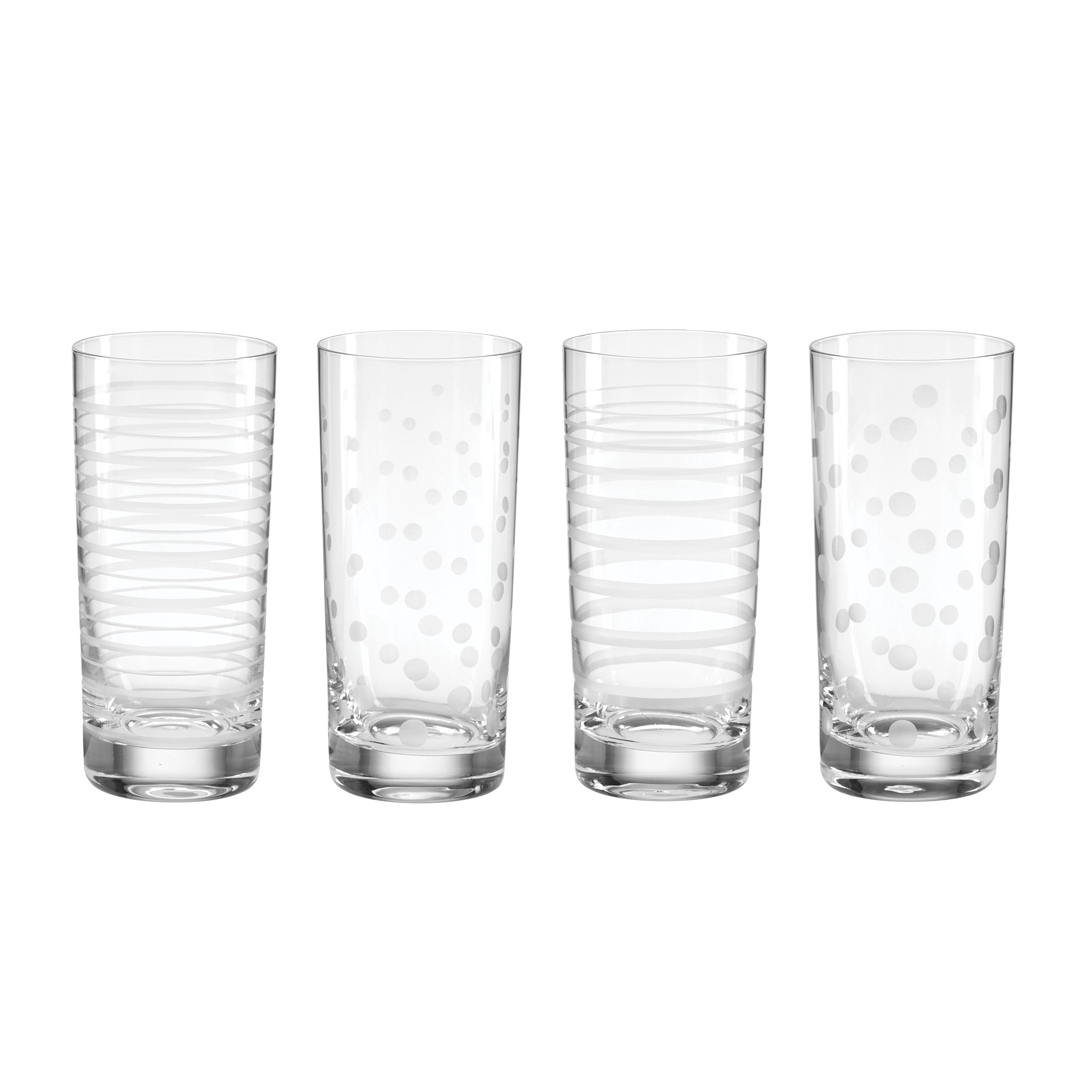 Etched Highball Glasses Set of 4 for Cocktails & Parties | Mingle
