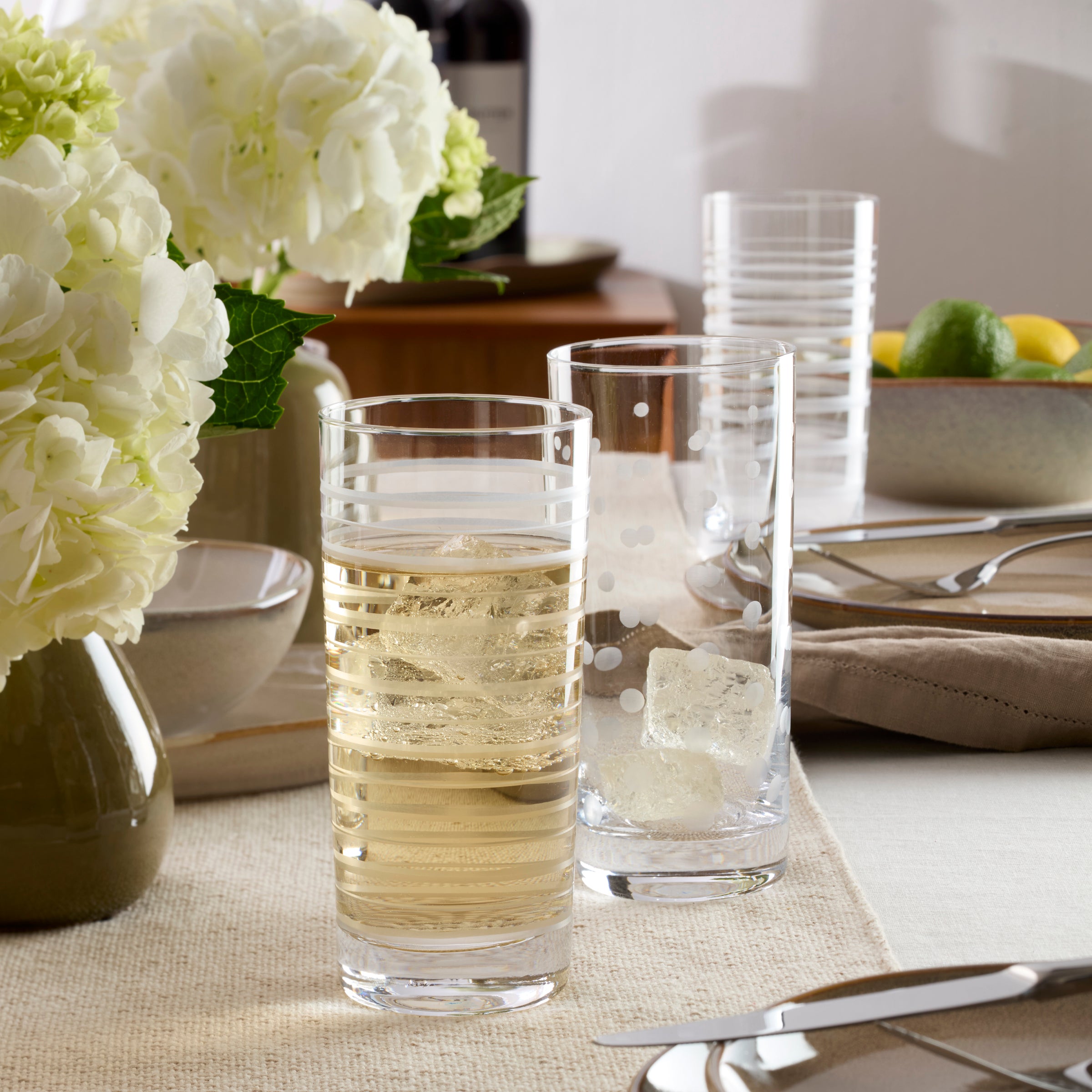Etched Highball Glasses Set of 4 for Cocktails & Parties | Mingle