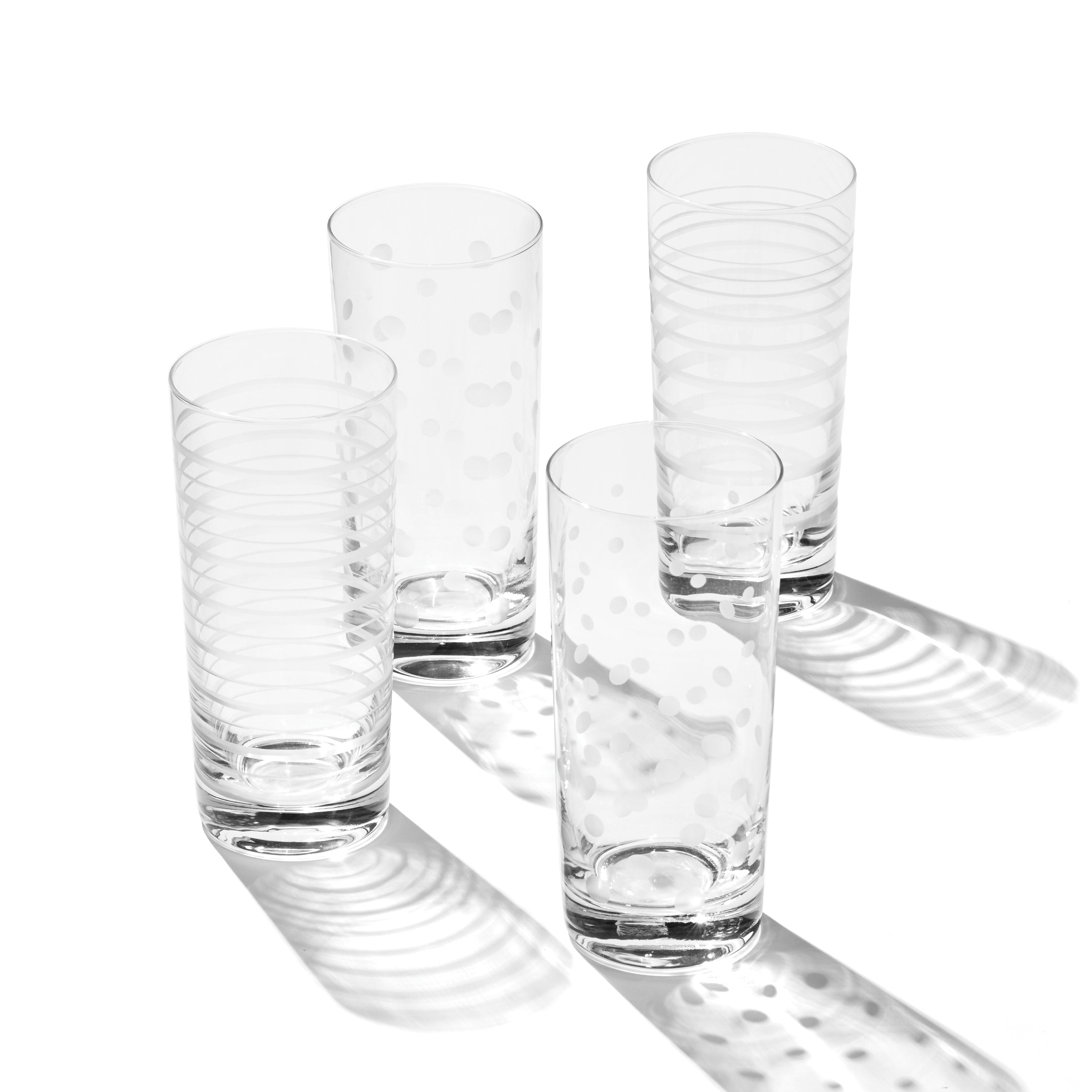 Etched Highball Glasses Set of 4 for Cocktails & Parties | Mingle