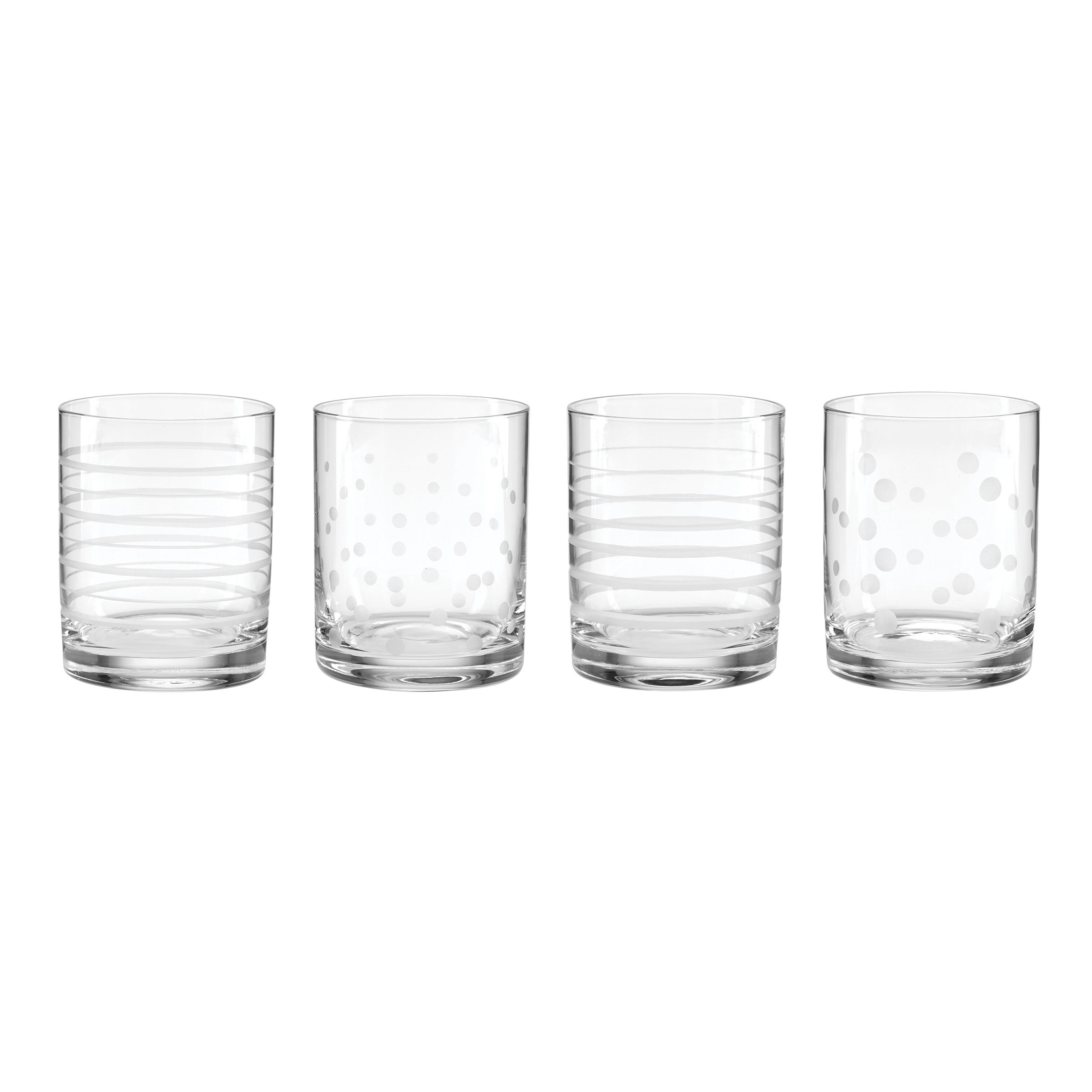 Double Old Fashioned Glasses Set of 4 with Etched Design | Mingle