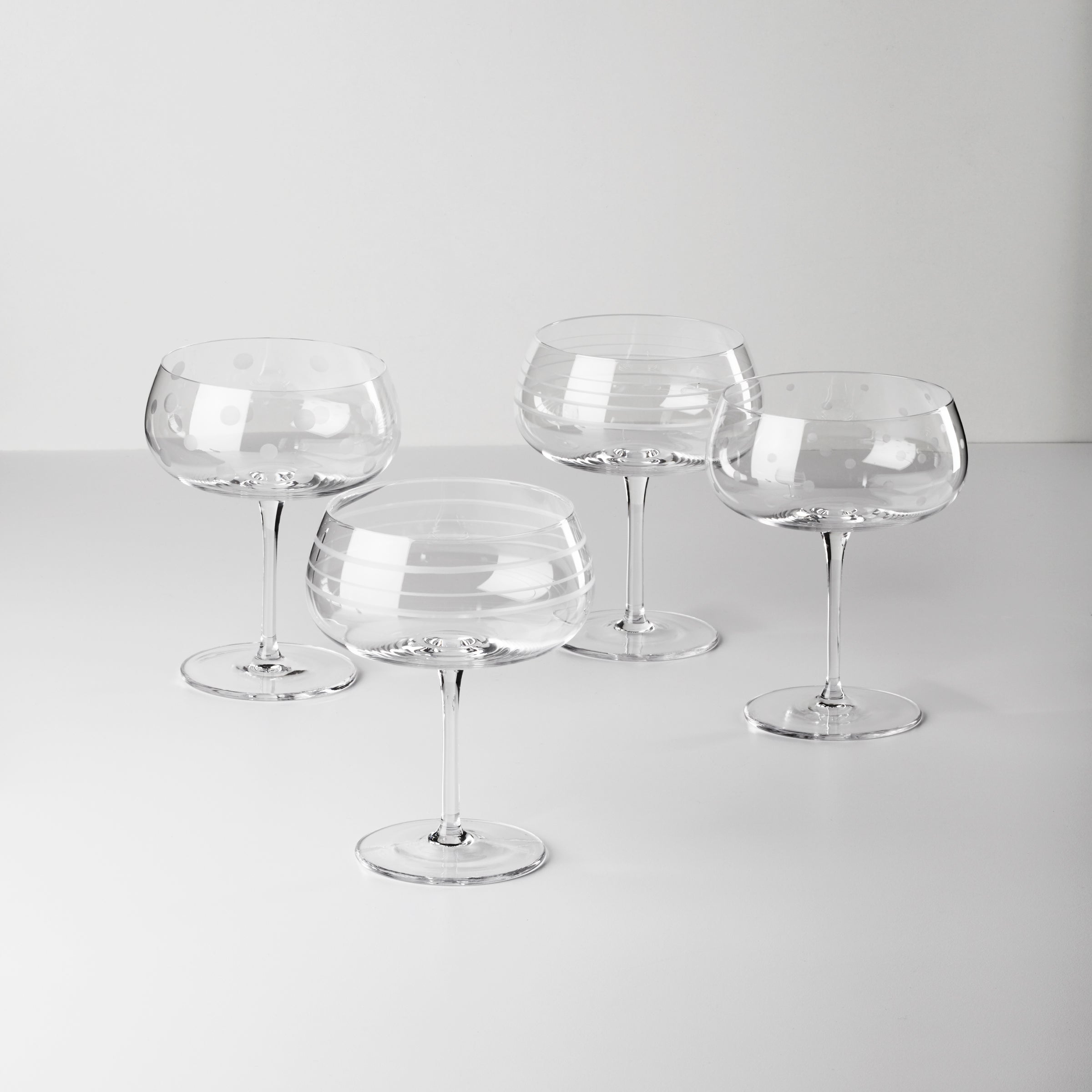 Etched Cocktail Glasses Set of 4 for Parties | Mingle