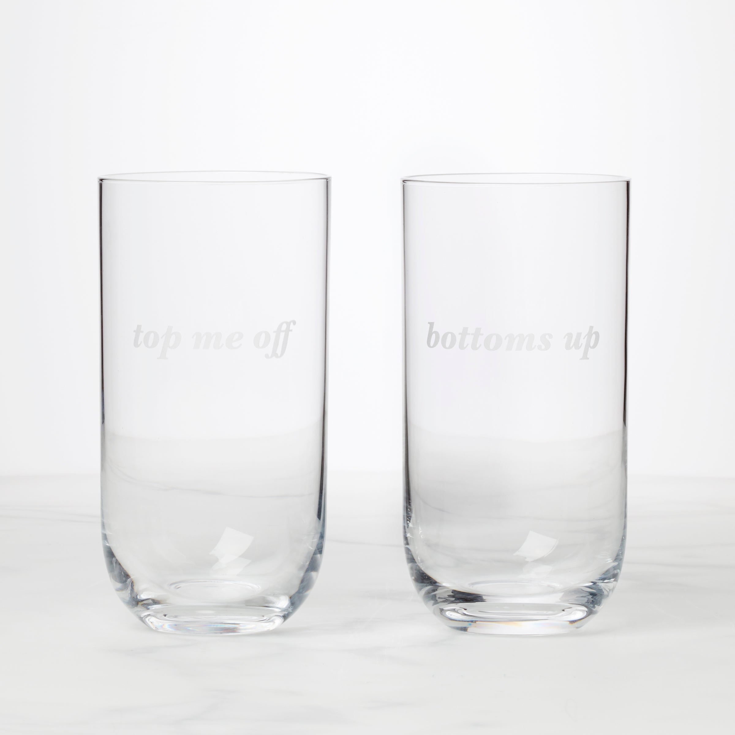 Highball Glasses Set of 2 for Cocktails | Bottoms Up & Top Me Off
