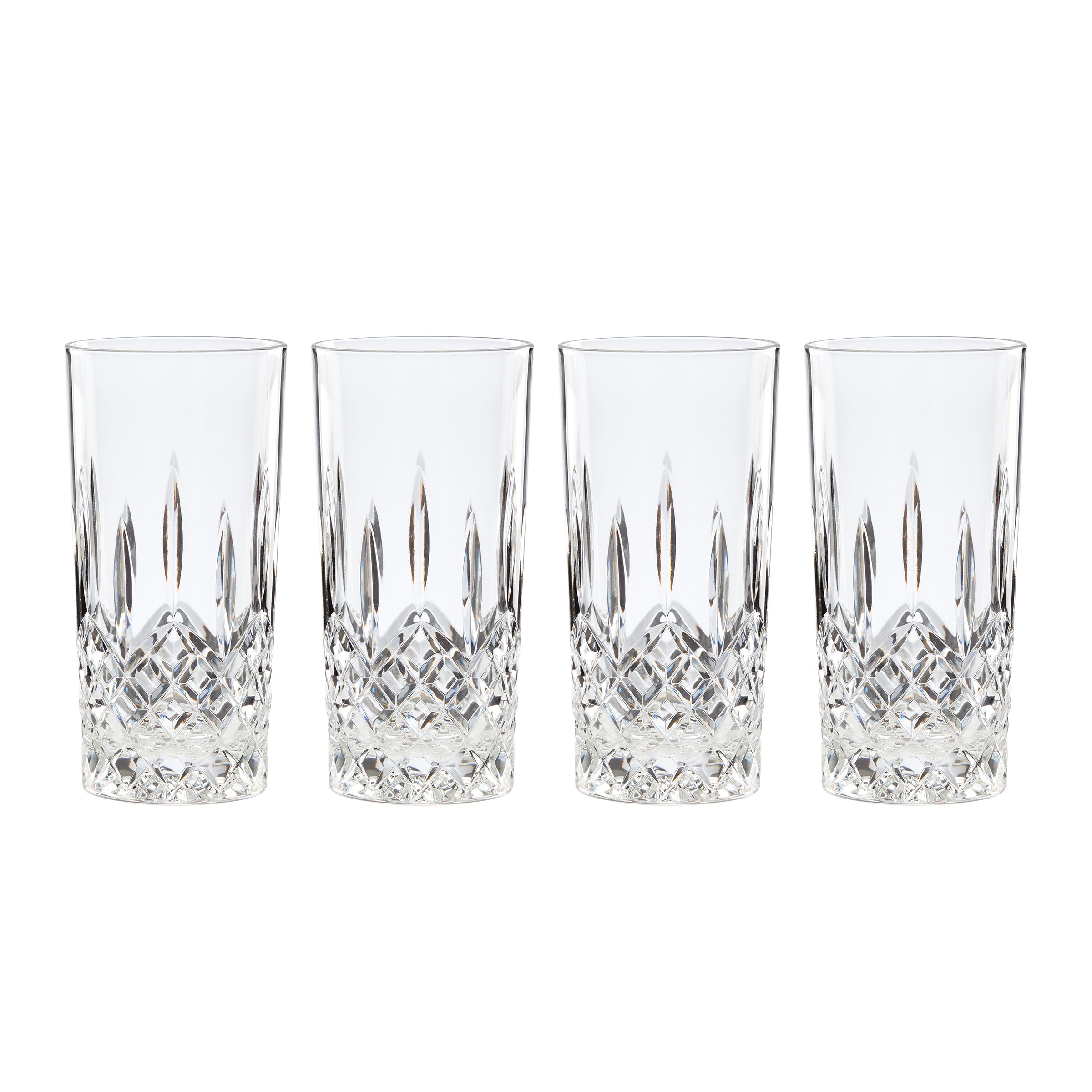 Elegant Diamond-Cut Highball Glasses Set of 4 | Hamilton Crystal