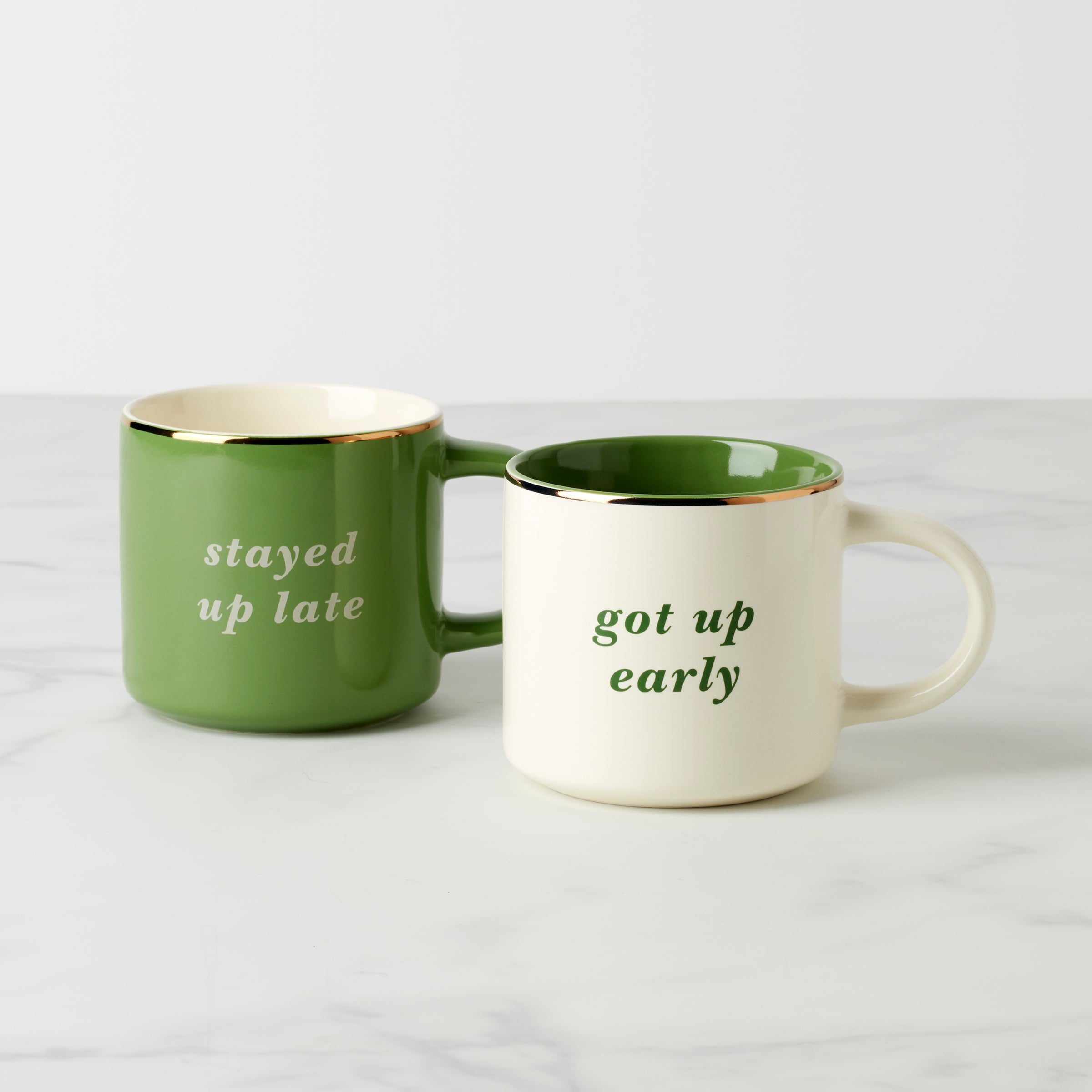 Funny Couple Mugs Set of 2 - Got Up Early & Stayed Up Late