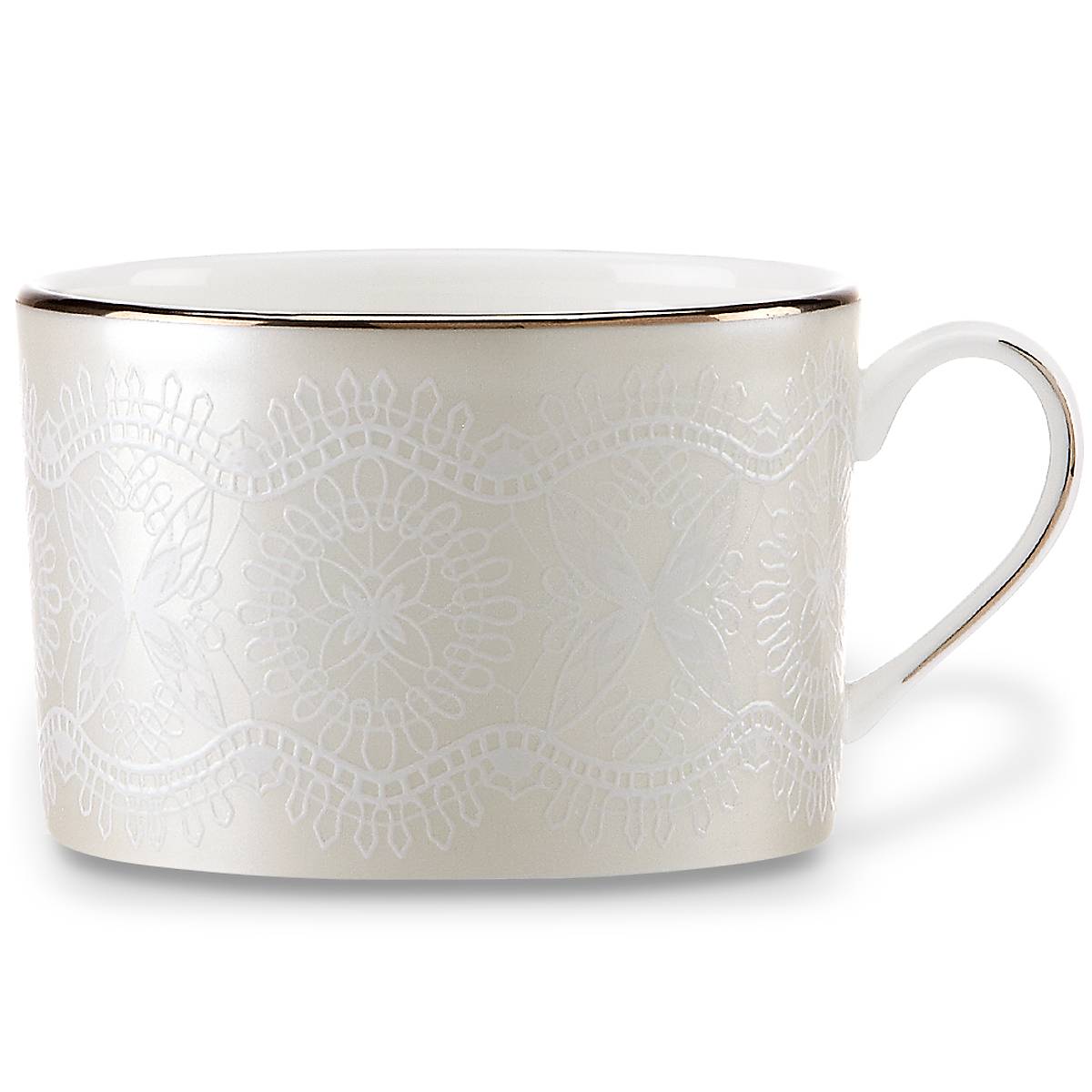 White Bone China Cup with Chantilly Lace Design | Chapel Hill