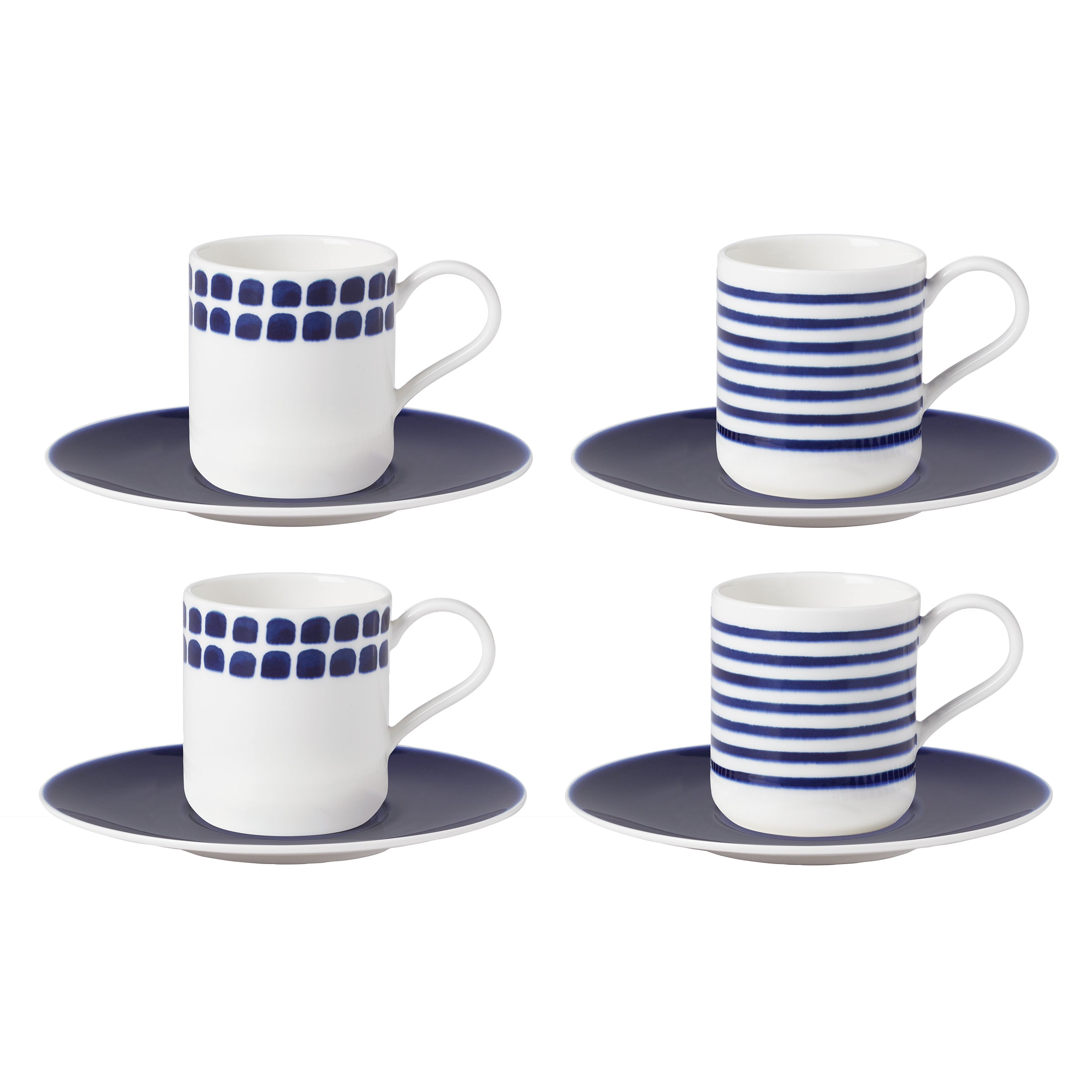 8-Piece Espresso Cup & Saucer Set with Hand-Drawn Design | Charlotte Street