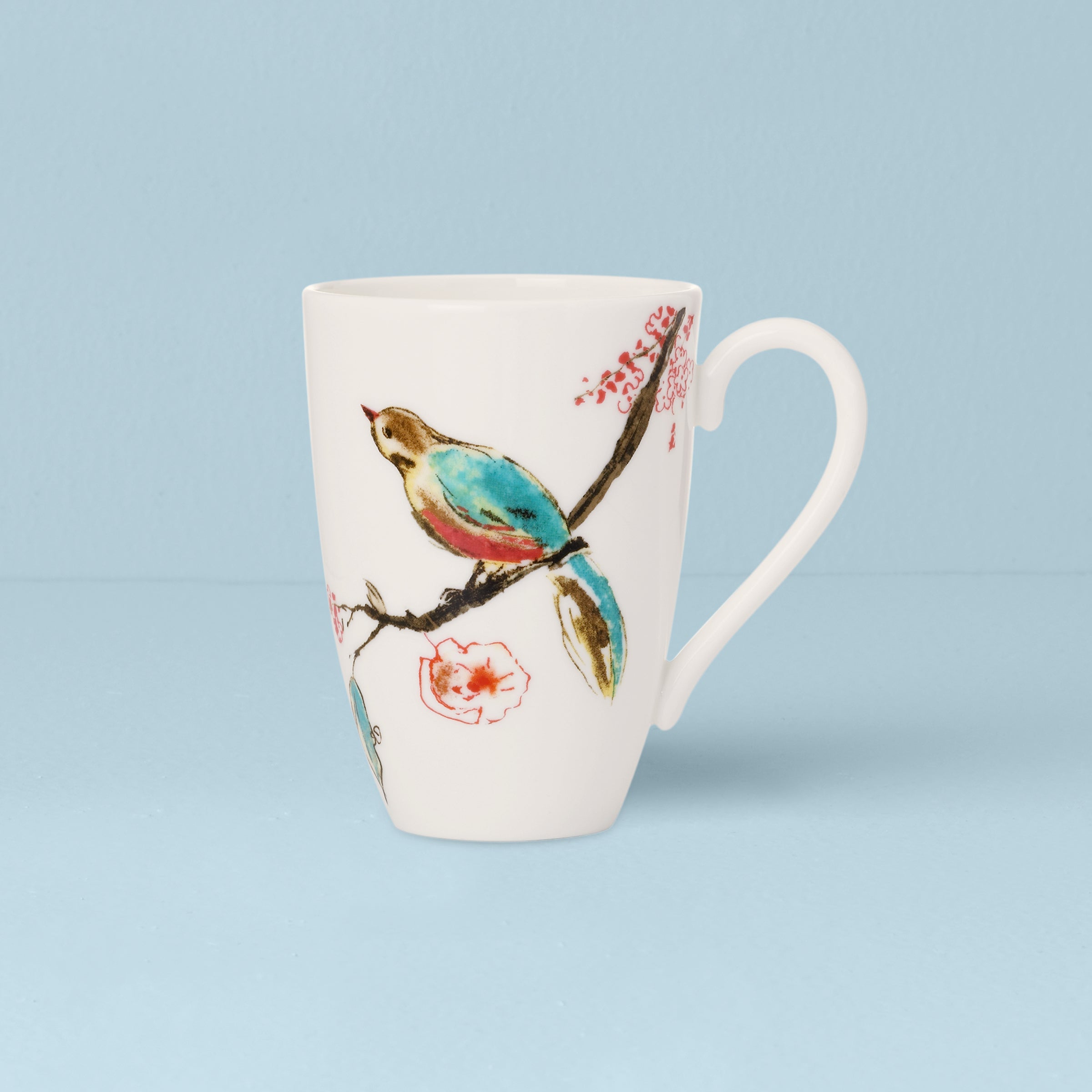 Porcelain Chirp Mug with Floral & Bird Design for Everyday Use