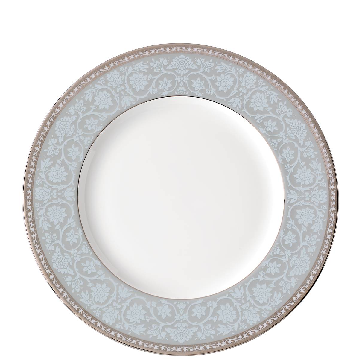 Sky Blue Floral Accent Plate with Platinum Trim | Westmore Bone China
