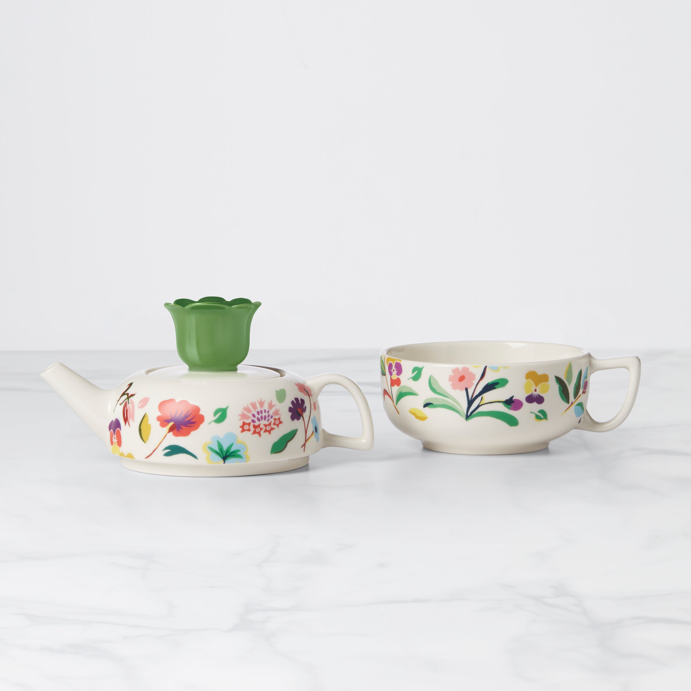 Floral Teapot for One | Elegant Garden Tea Set by Kate Spade