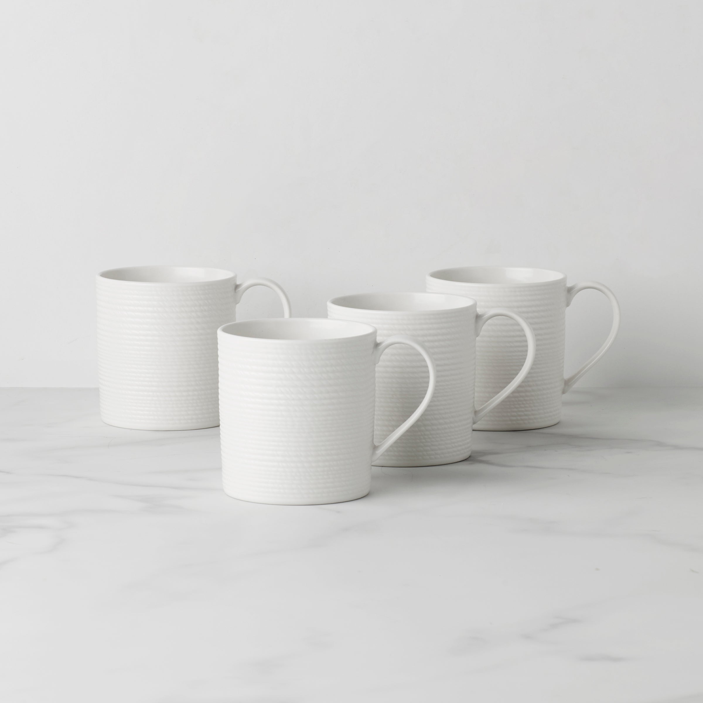 Textured Porcelain Mugs Set of 4 - White | LX Collective