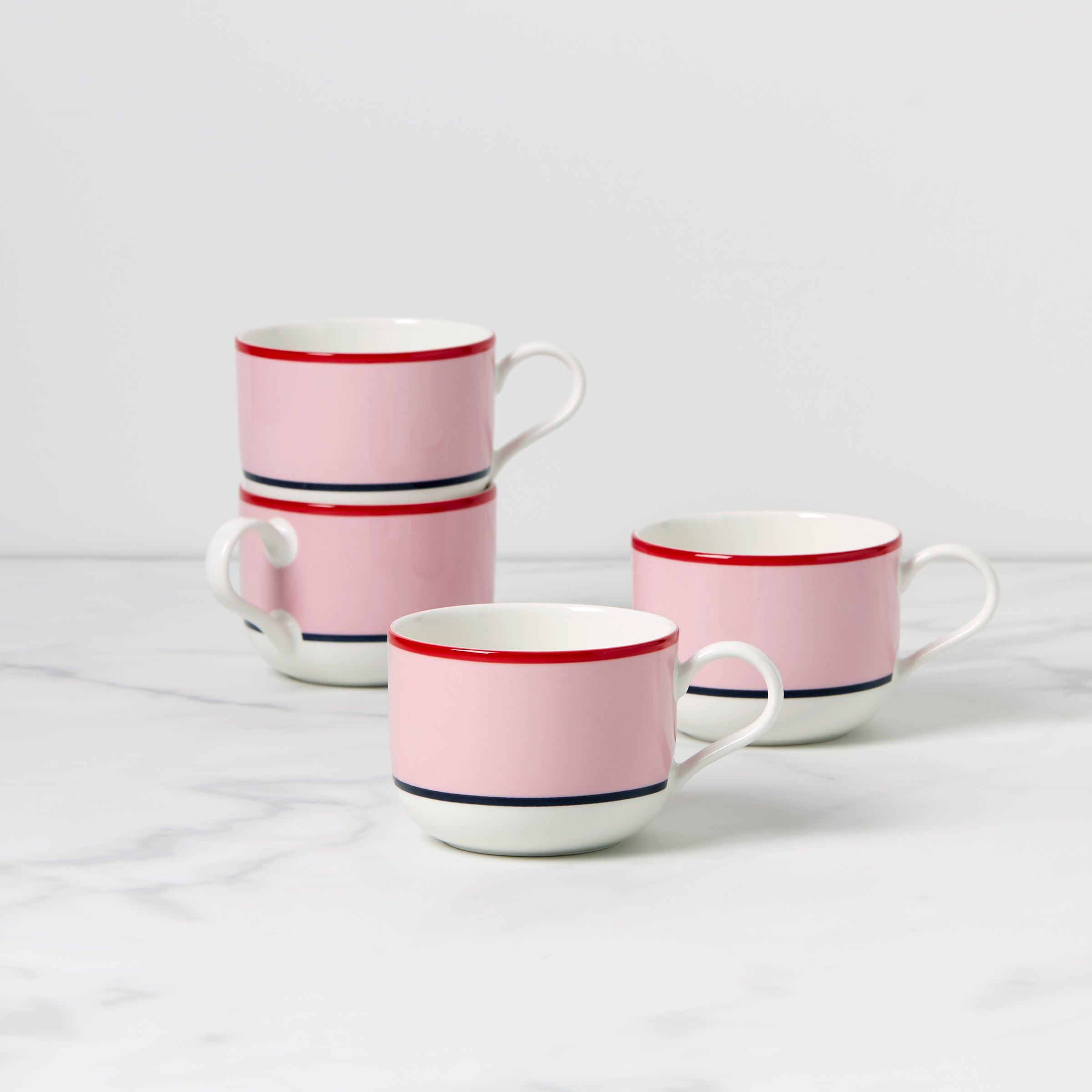 Elegant Ceramic Mugs Set of 4 - Pink & Blue | Kate Spade