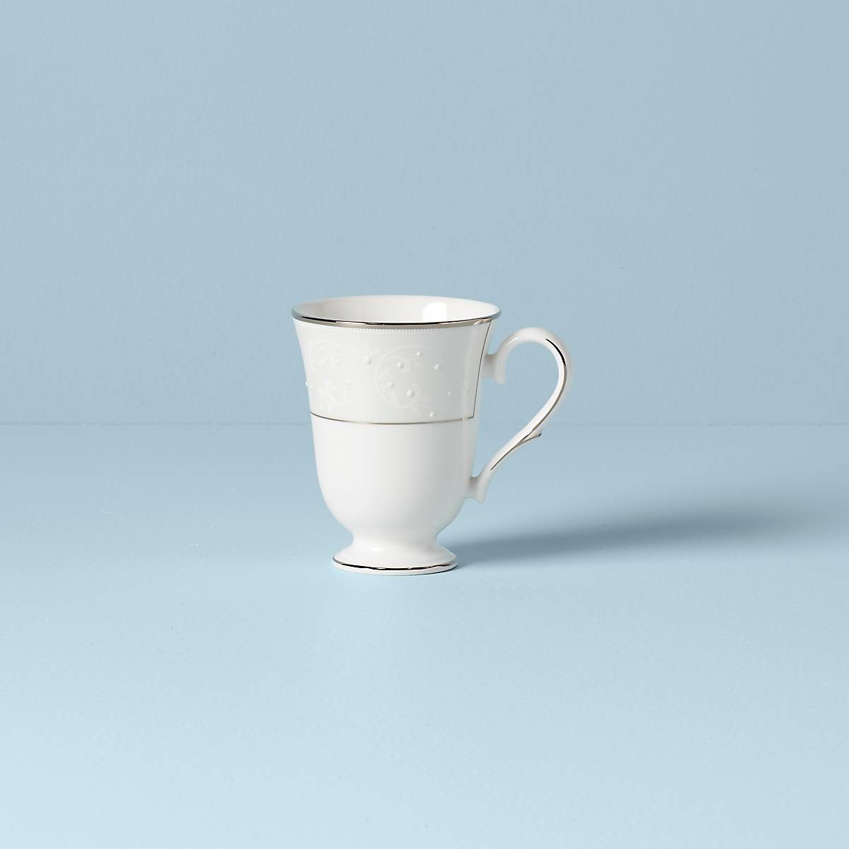 Elegant Bone China Mug with Platinum Accents & Enamel Dots | Opal Innocence