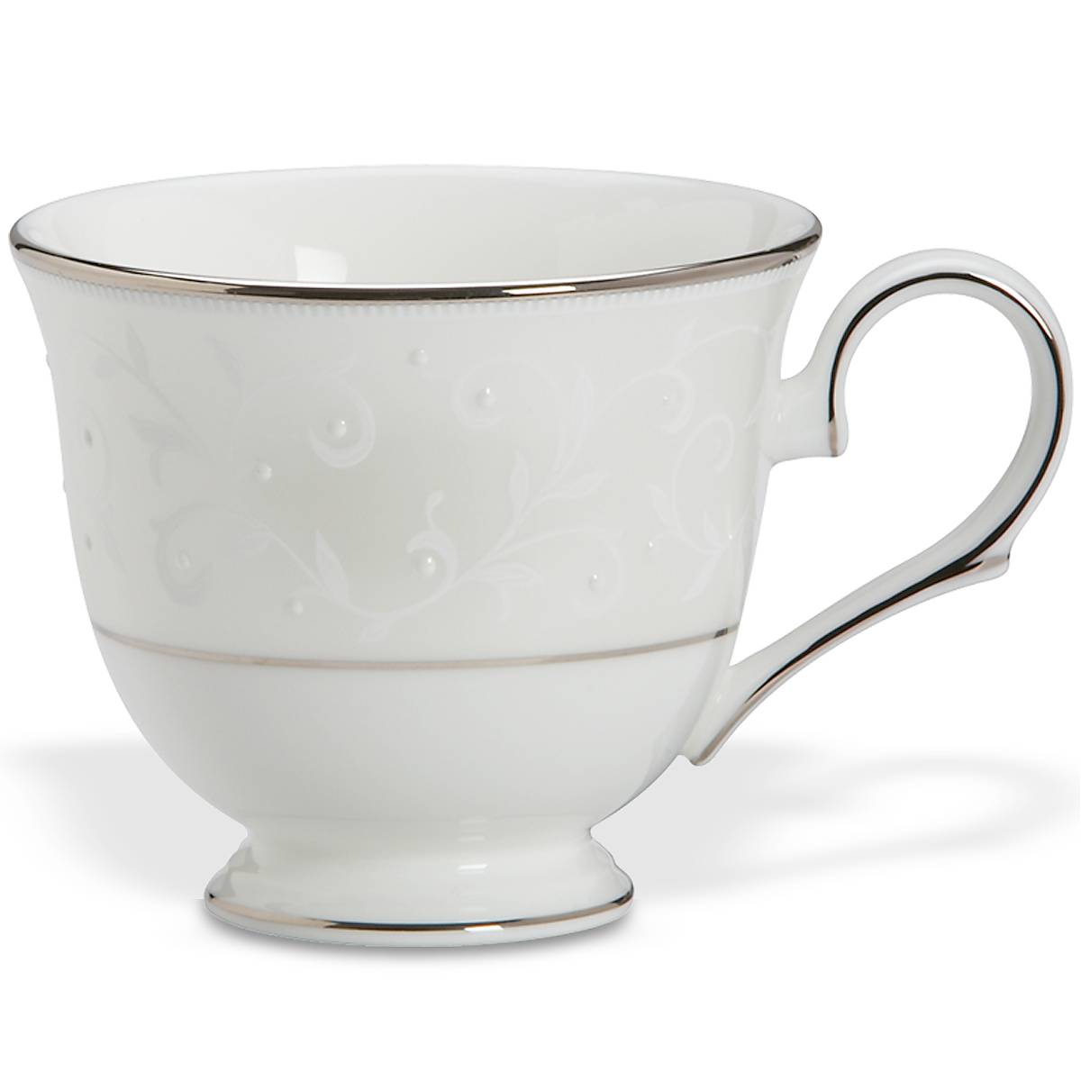 Elegant Bone China Teacup with Platinum Accents | Opal Innocence
