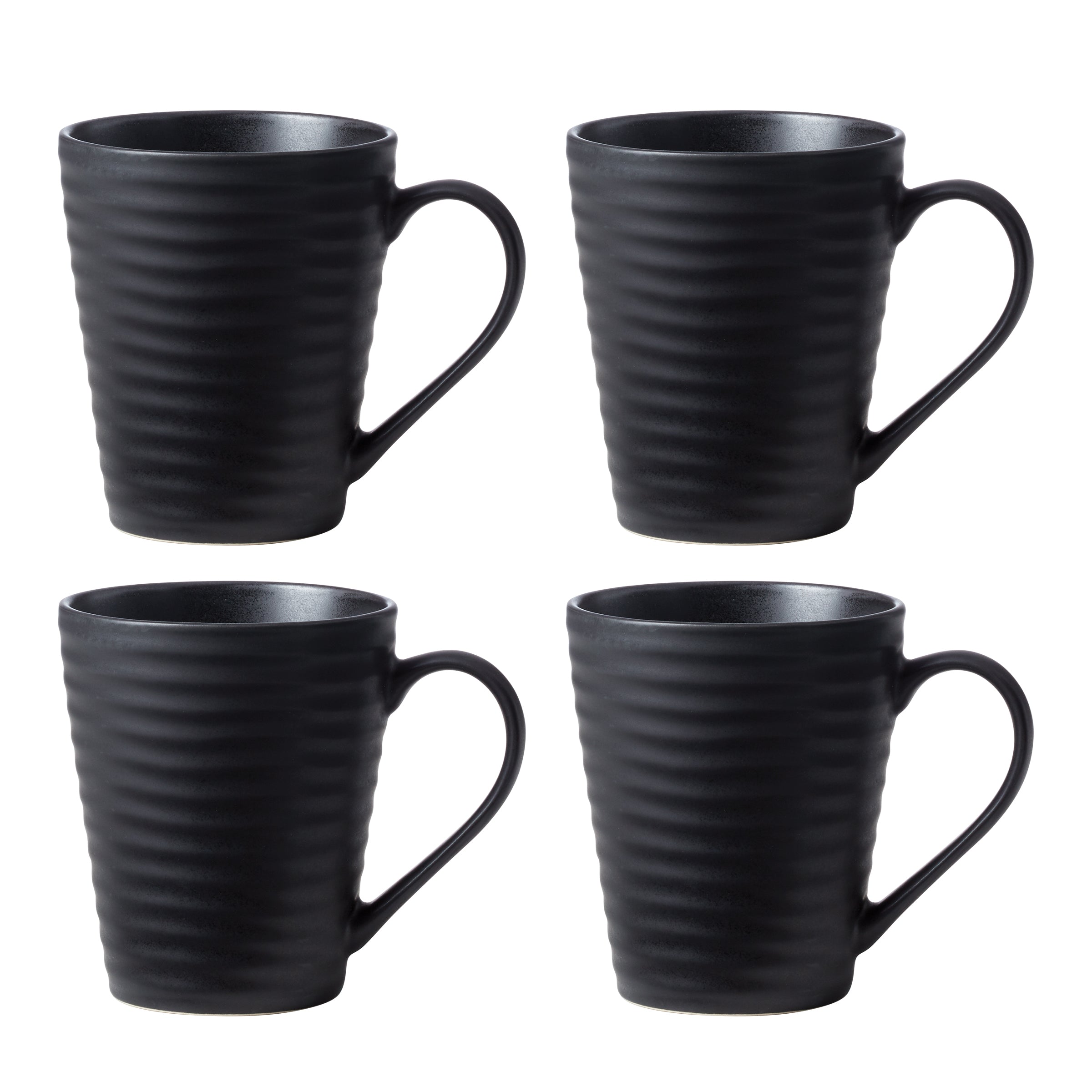 Ridge Black Coffee Mugs - Set of 4 | Oneida 365 Collection