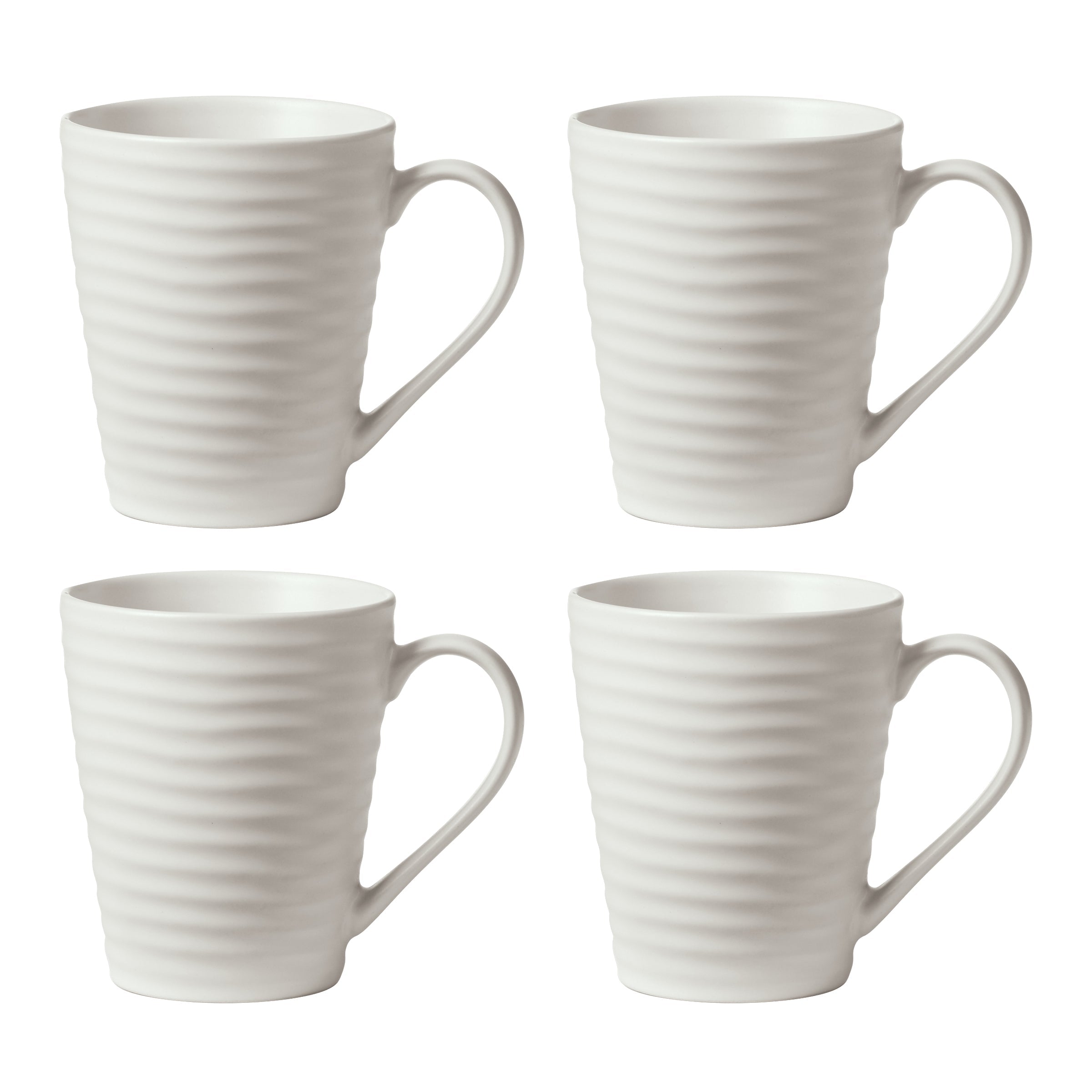 White Ridge Mugs Set of 4 - Artisan Design for Everyday Use | Oneida