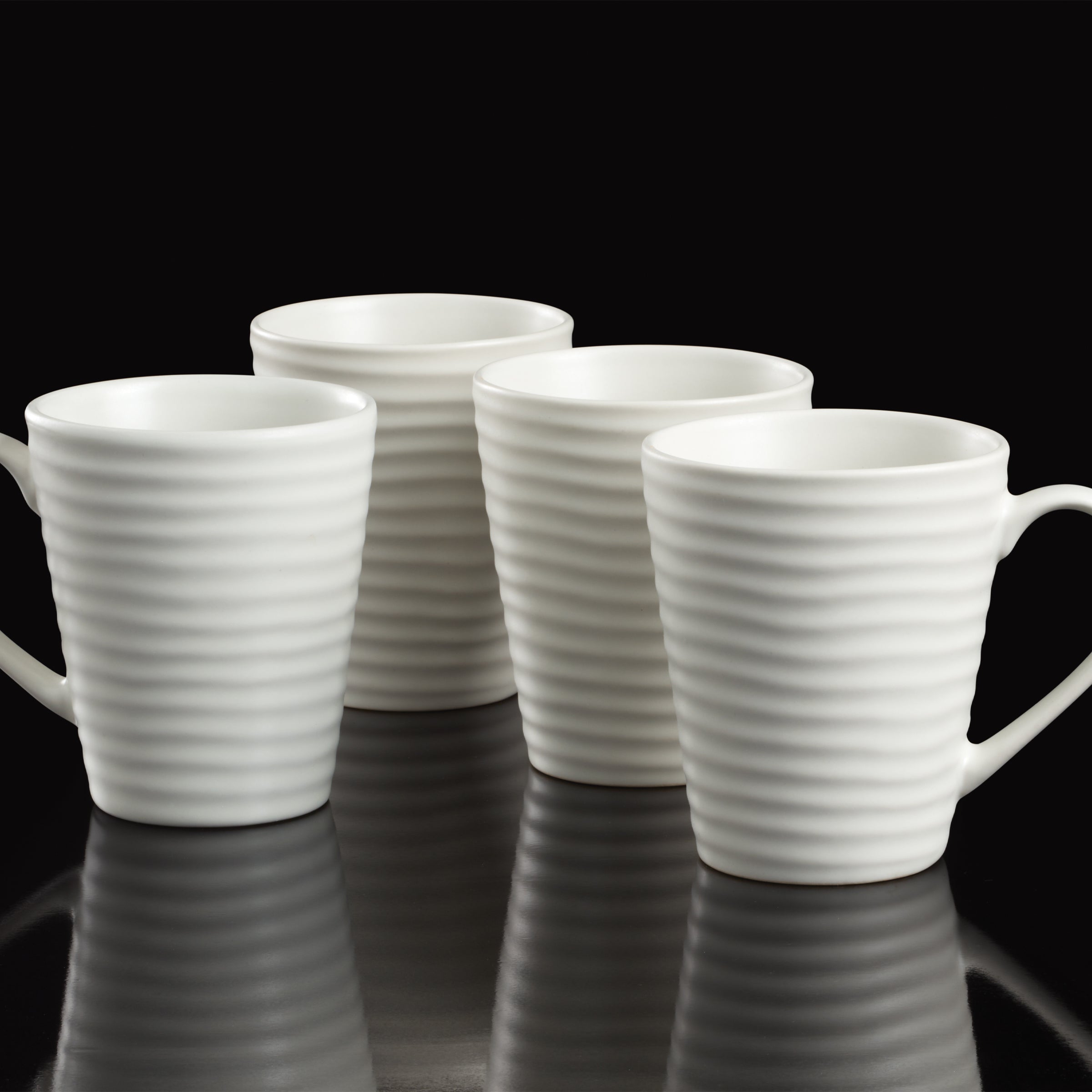 White Ridge Mugs Set of 4 - Artisan Design for Everyday Use | Oneida