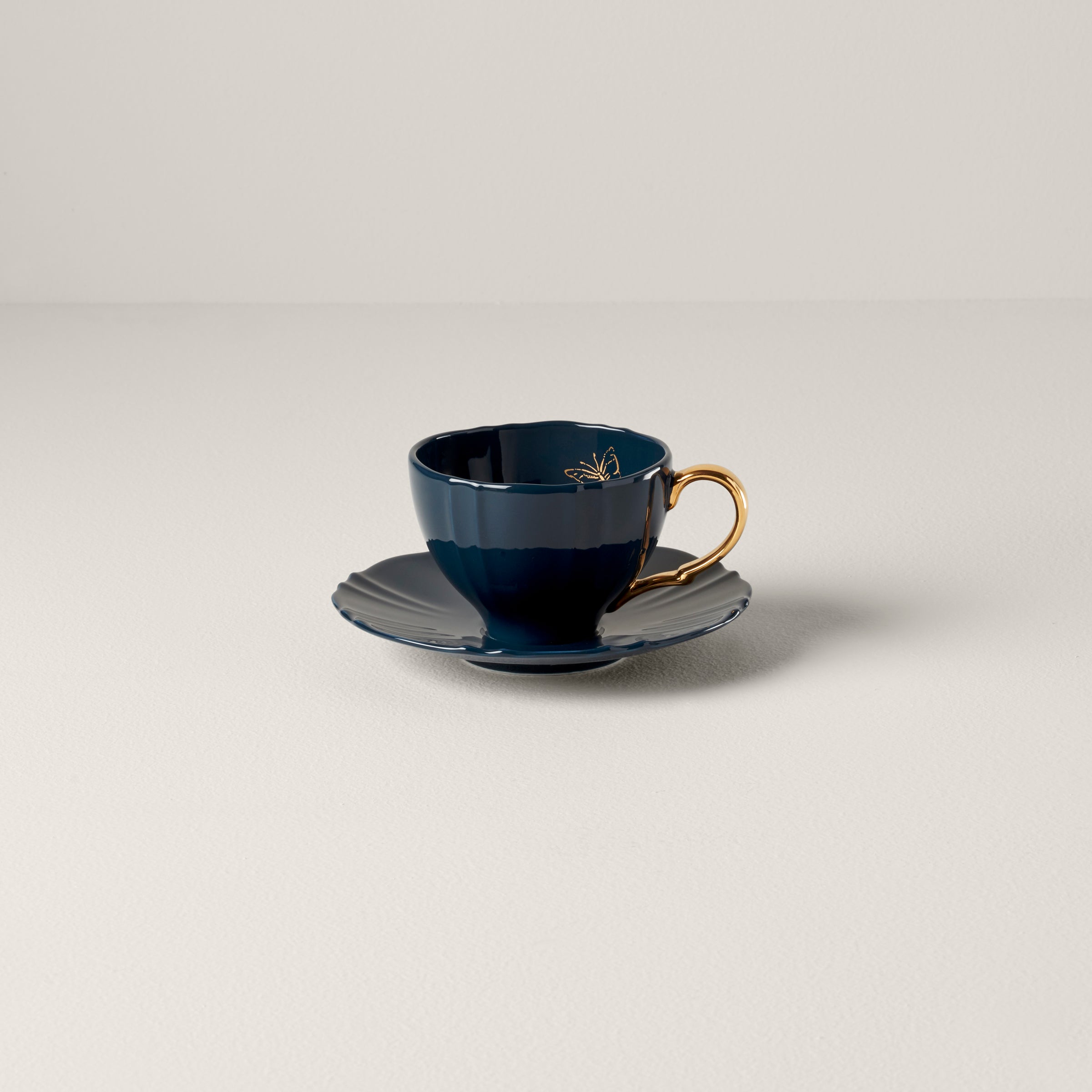 Navy Teacup & Saucer Set for Tea & Coffee | Sprig & Vine
