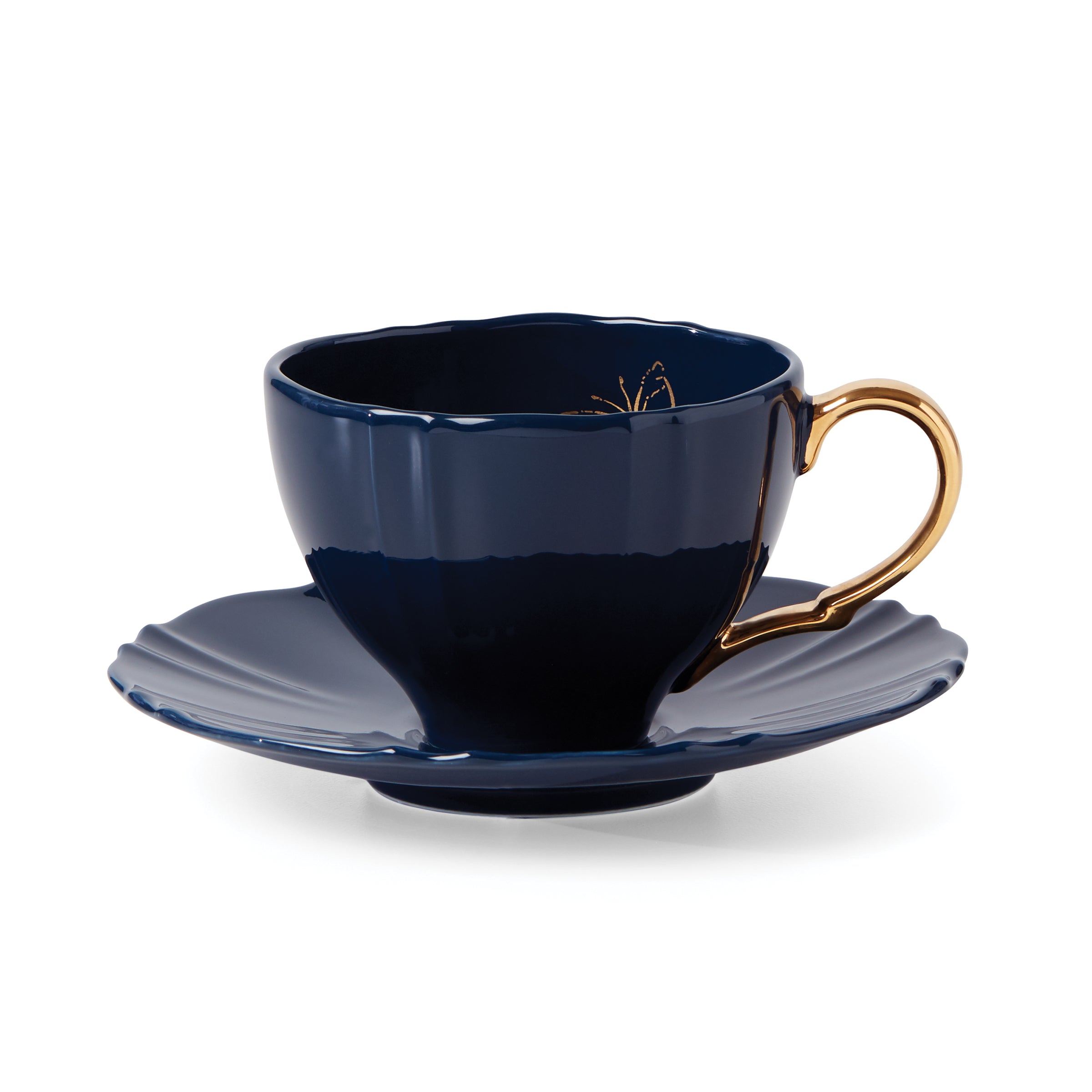 Navy Teacup & Saucer Set for Tea & Coffee | Sprig & Vine