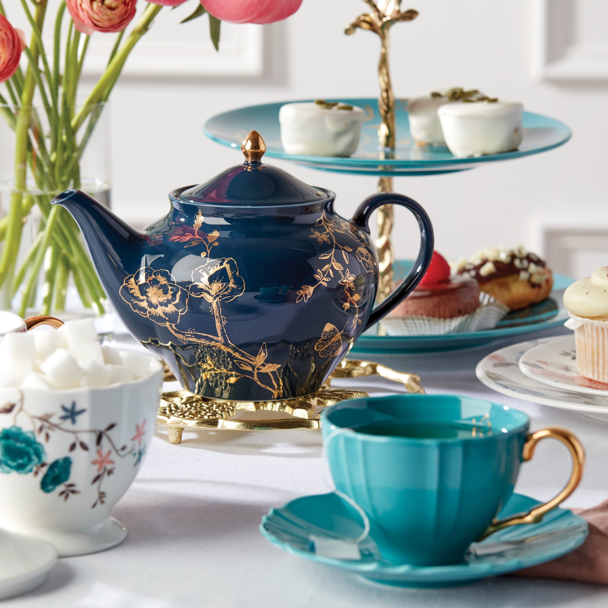 White Teacup & Saucer Set for Tea & Coffee | Sprig & Vine