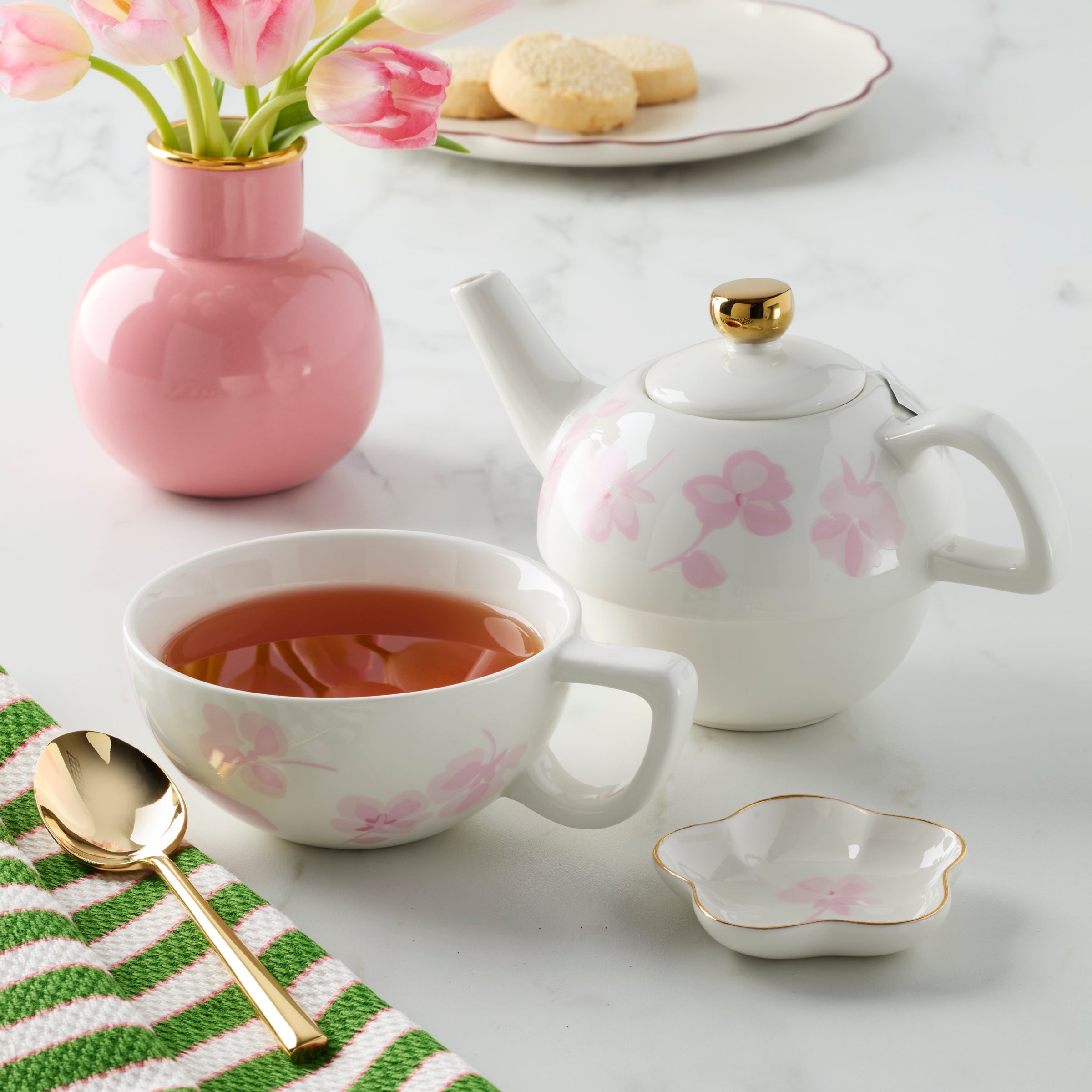 Spring Pansies Tea for One Set with Tea Bag Holder | Kate Spade