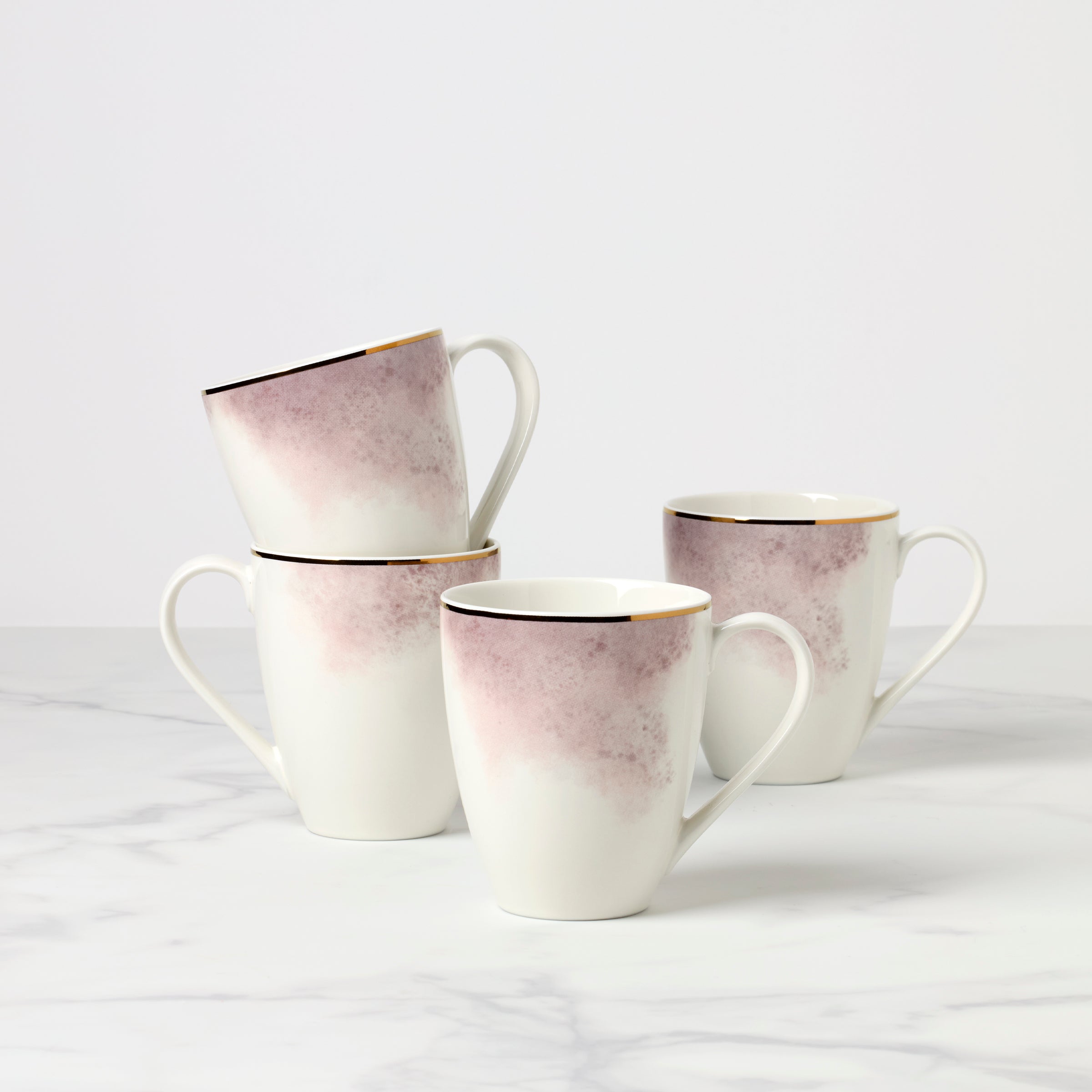 Ceramic Mugs Set of 4 with Gold Accents | Trianna Salaria