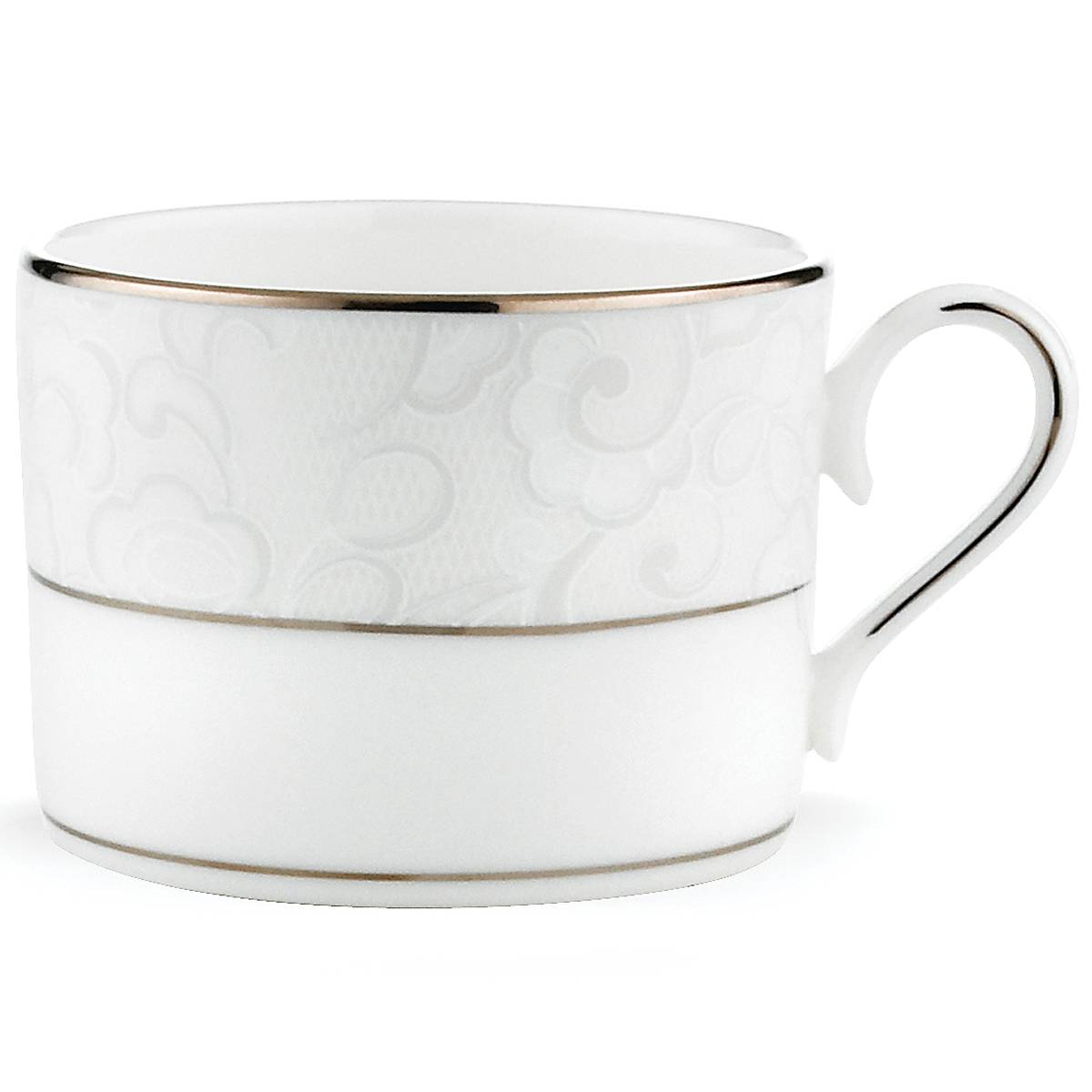 Platinum-Trimmed Venetian Lace Bone China Cup | Dishwasher-Safe