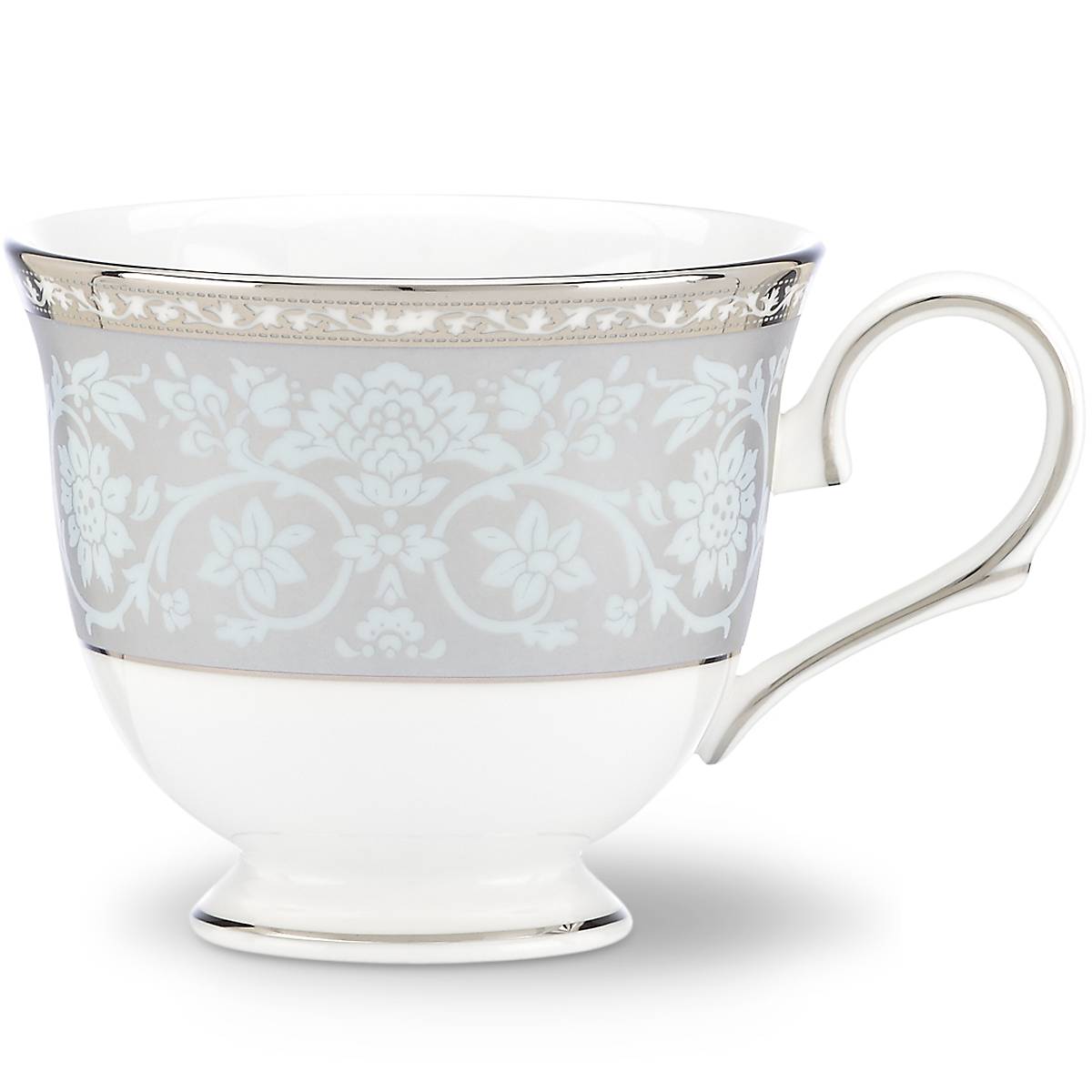 Platinum Accent Bone China Tea Cup with Floral Lace Design | Westmore