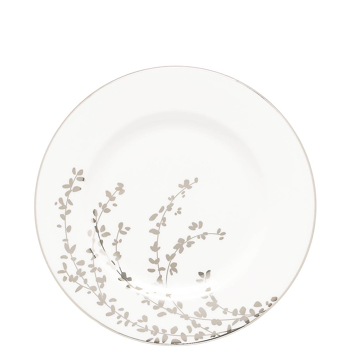 Platinum Salad Plate in White Bone China | Kate Spade Gardner Street