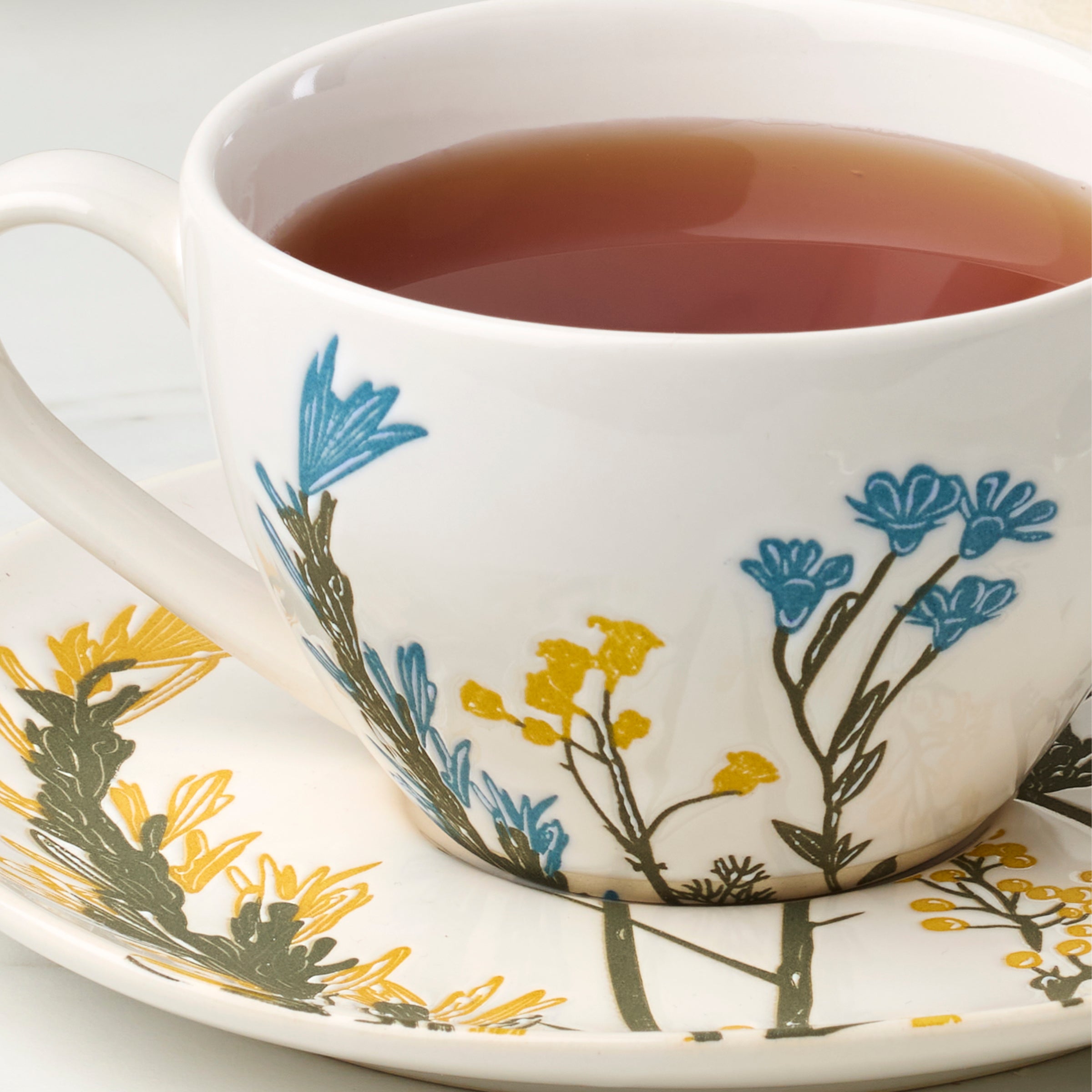 Wildflowers Tea Cup & Saucer Set of 4 | Stoneware Spring Collection