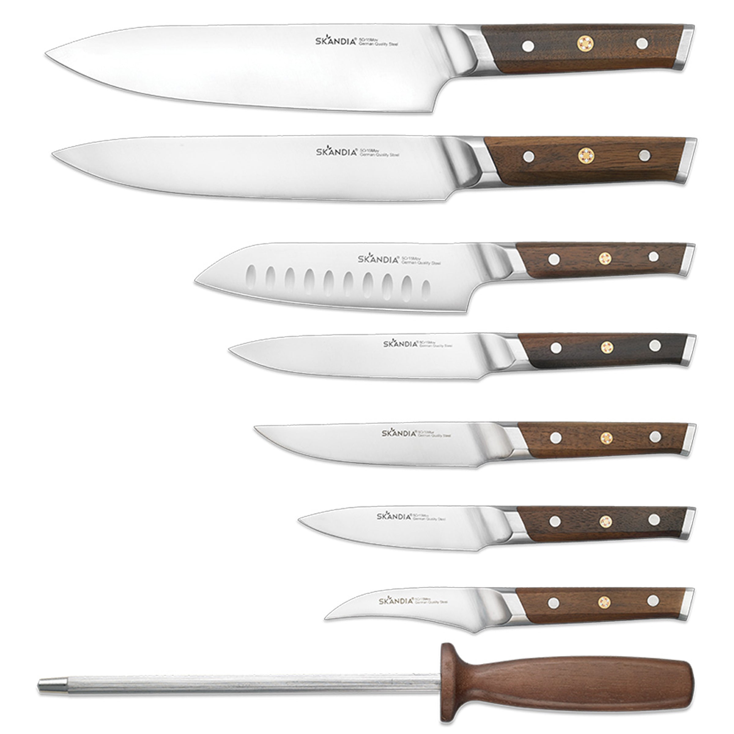 Acacia Wood Cutlery Block Set with German Stainless Steel Knives | Skandia Harley