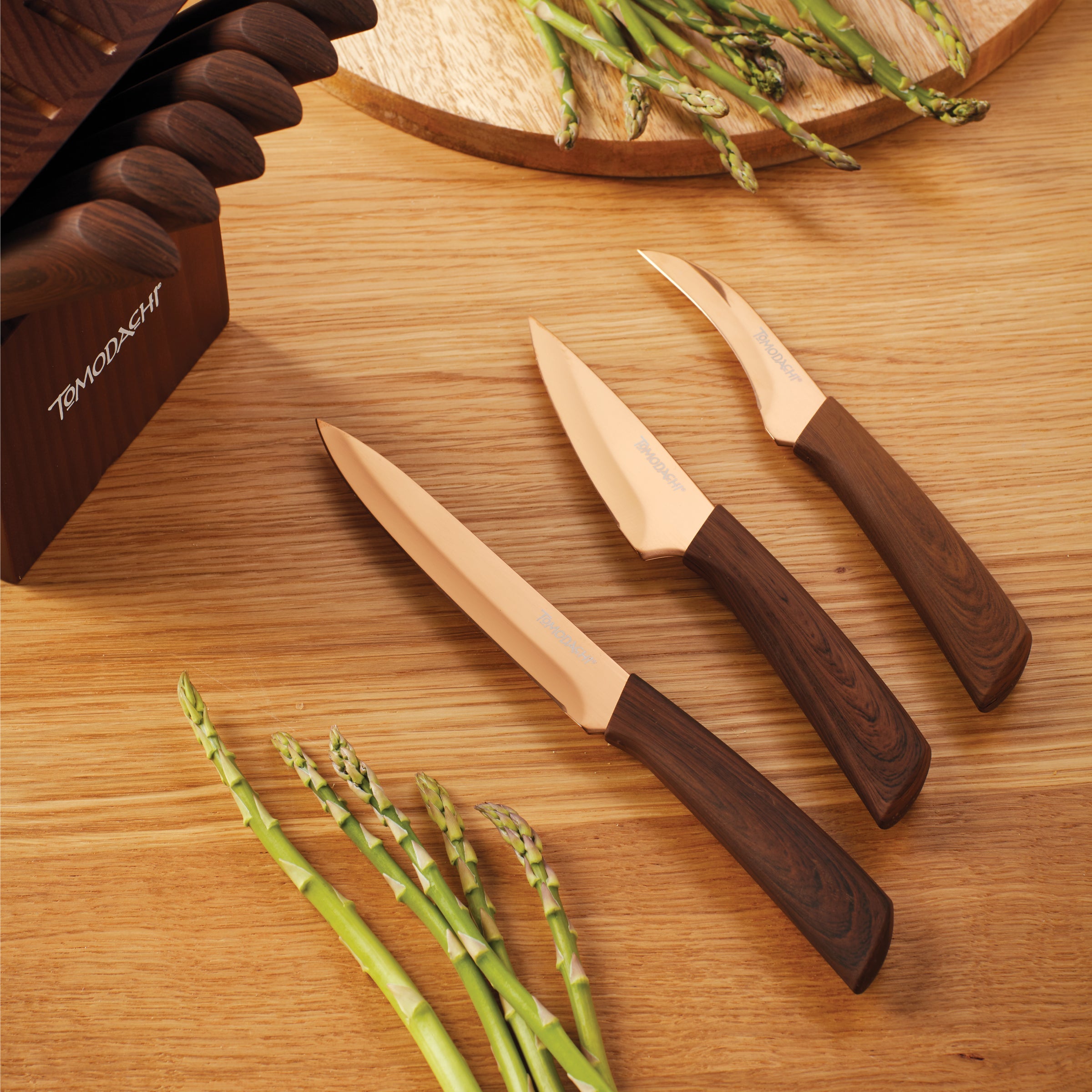 Copper Cutlery Set with Titanium Blades & Wood Handles | Tomodachi