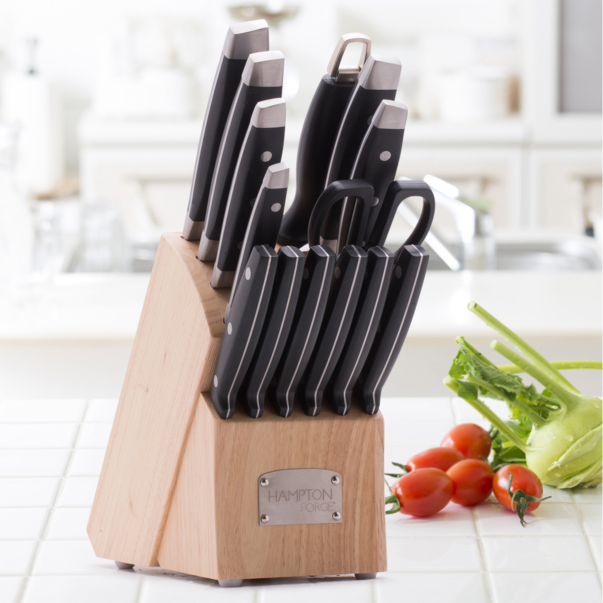 15-Piece Cutlery Set with Block - Ergonomic Forged Blades | Hampton Signature