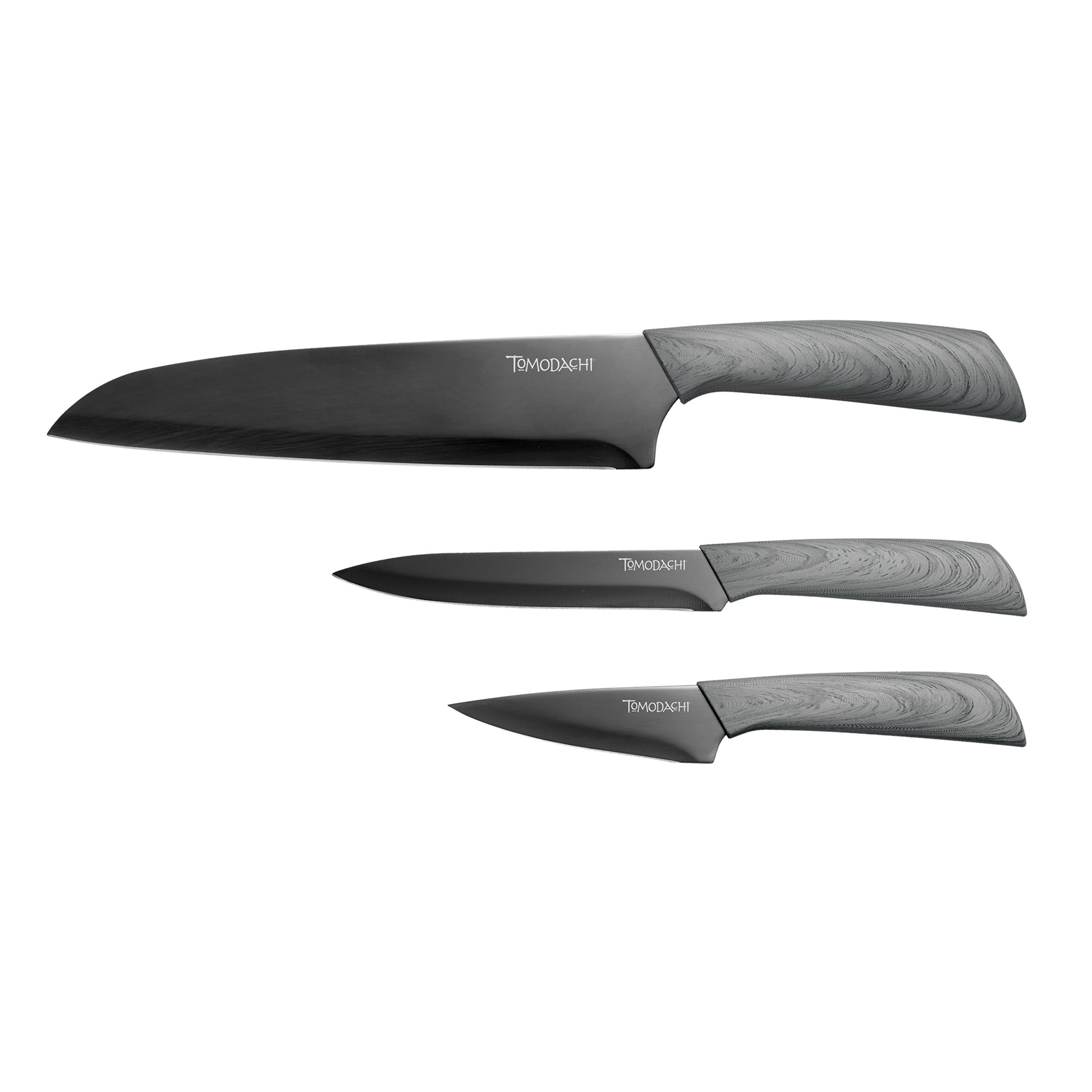 3-Piece Cutlery Set with Gunmetal Titanium Blades & Ash Wood Handles | Raintree Ash