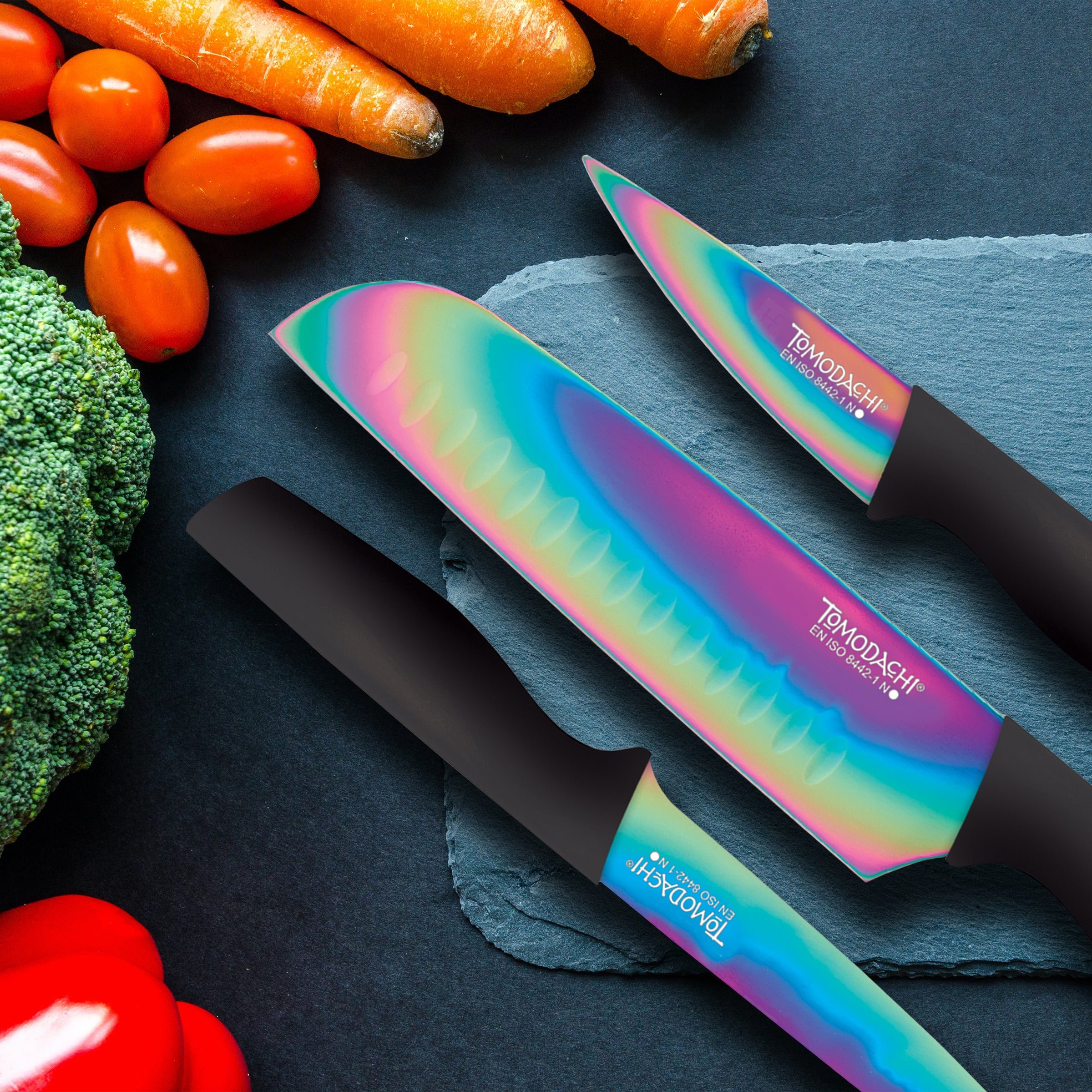 Rainbow Black 12-Piece Cutlery Set with Titanium Coating | Tomodachi