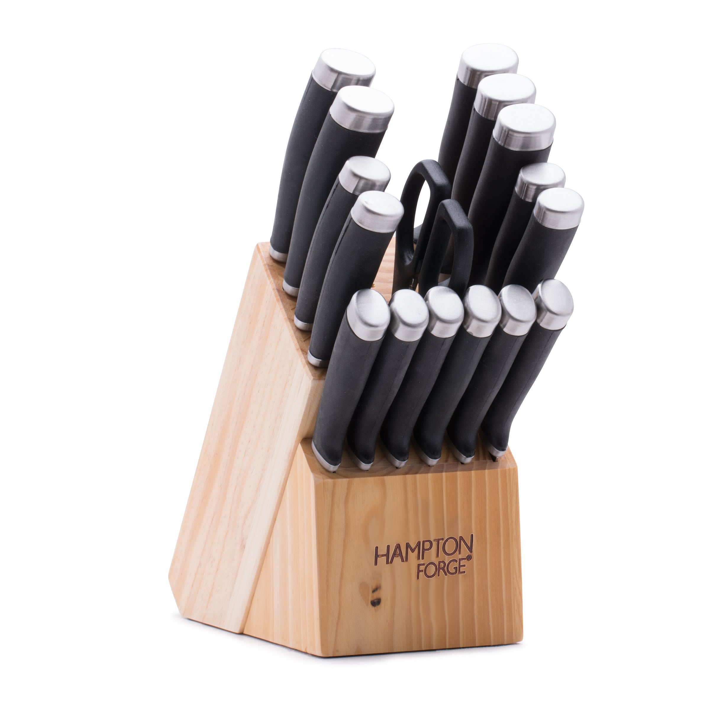 17-Piece Black Cutlery Set with Wood Block | Epicure by Hampton Forge