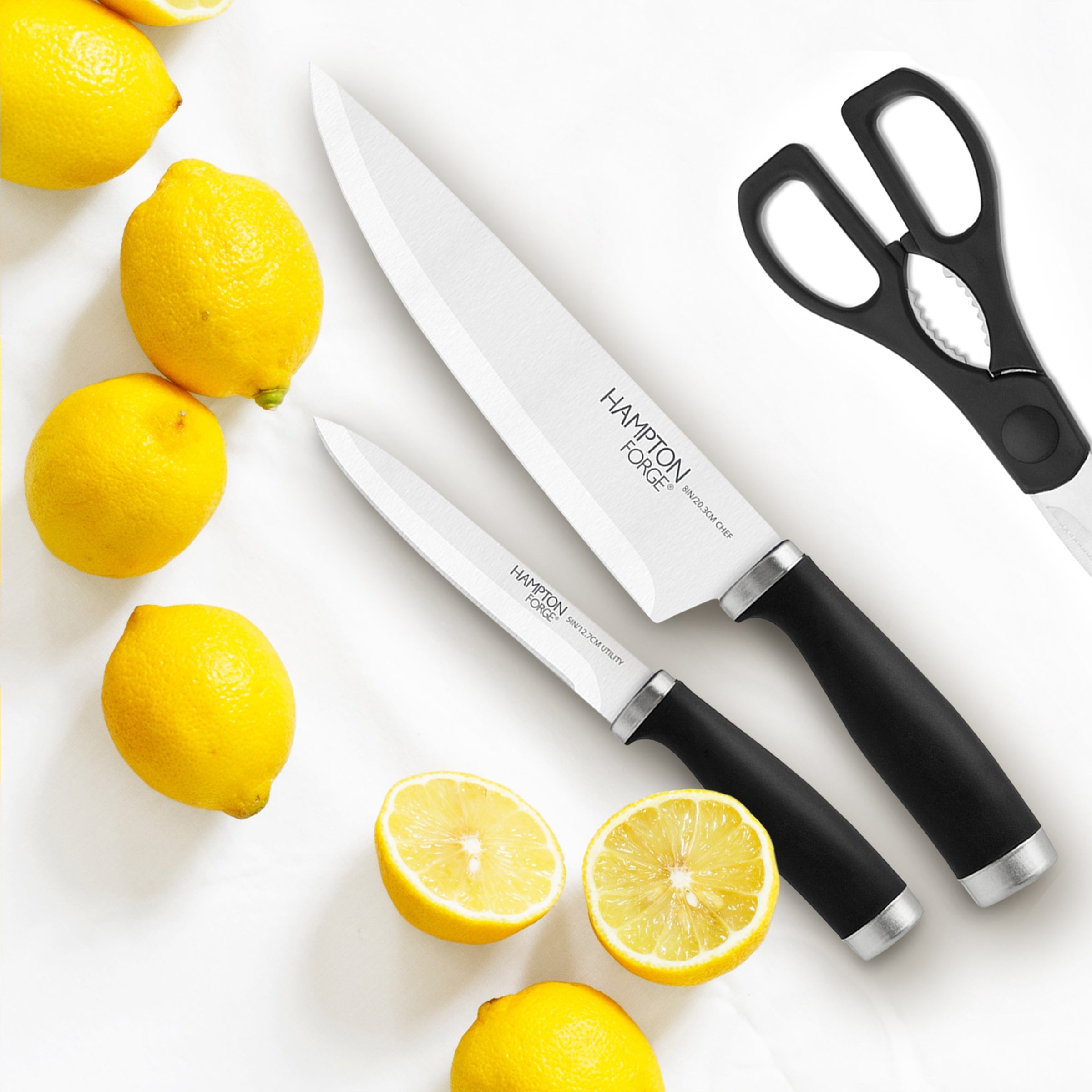 17-Piece Black Cutlery Set with Wood Block | Epicure by Hampton Forge
