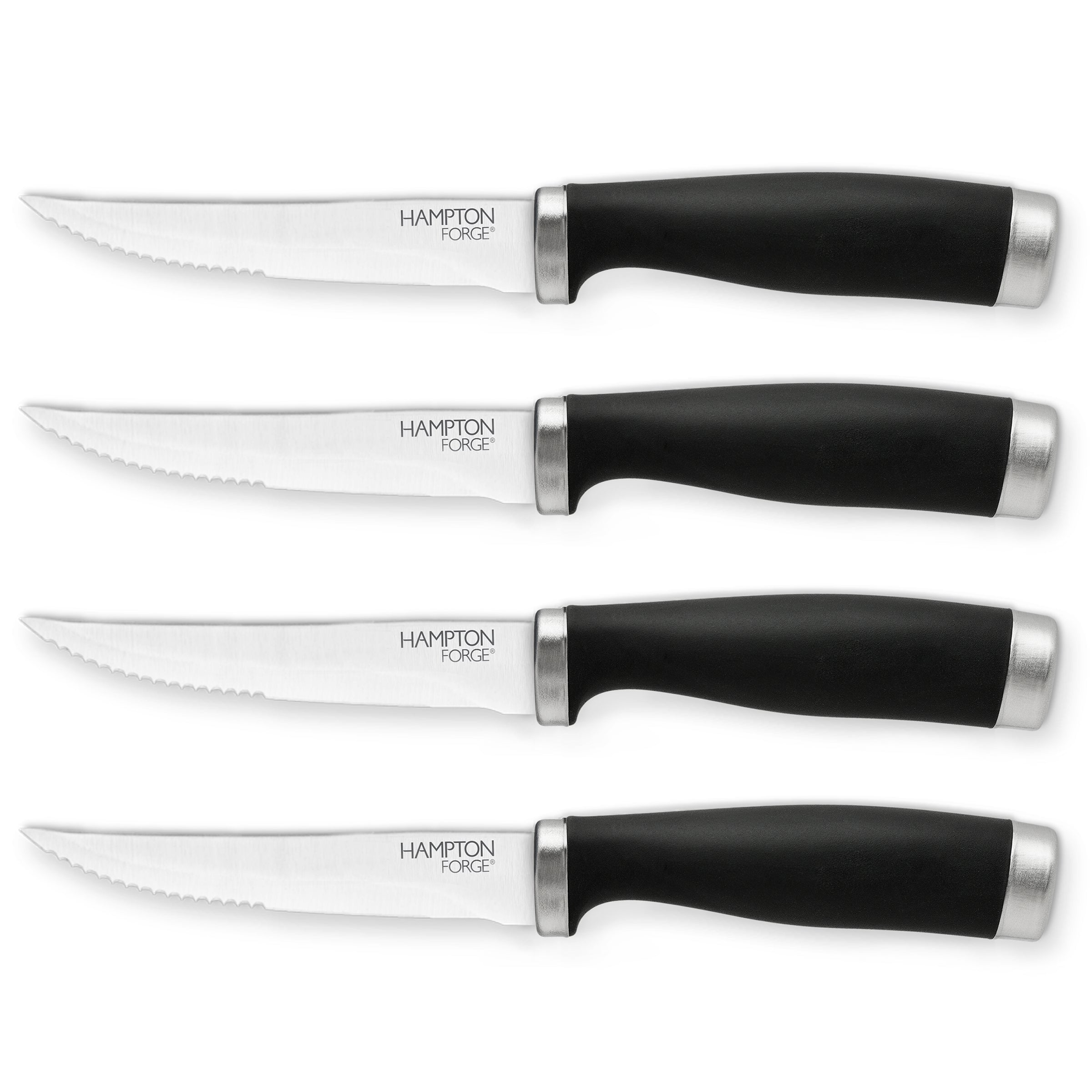Black Steak Knives Set of 4 with Ergonomic Grip | Epicure by Hampton Forge