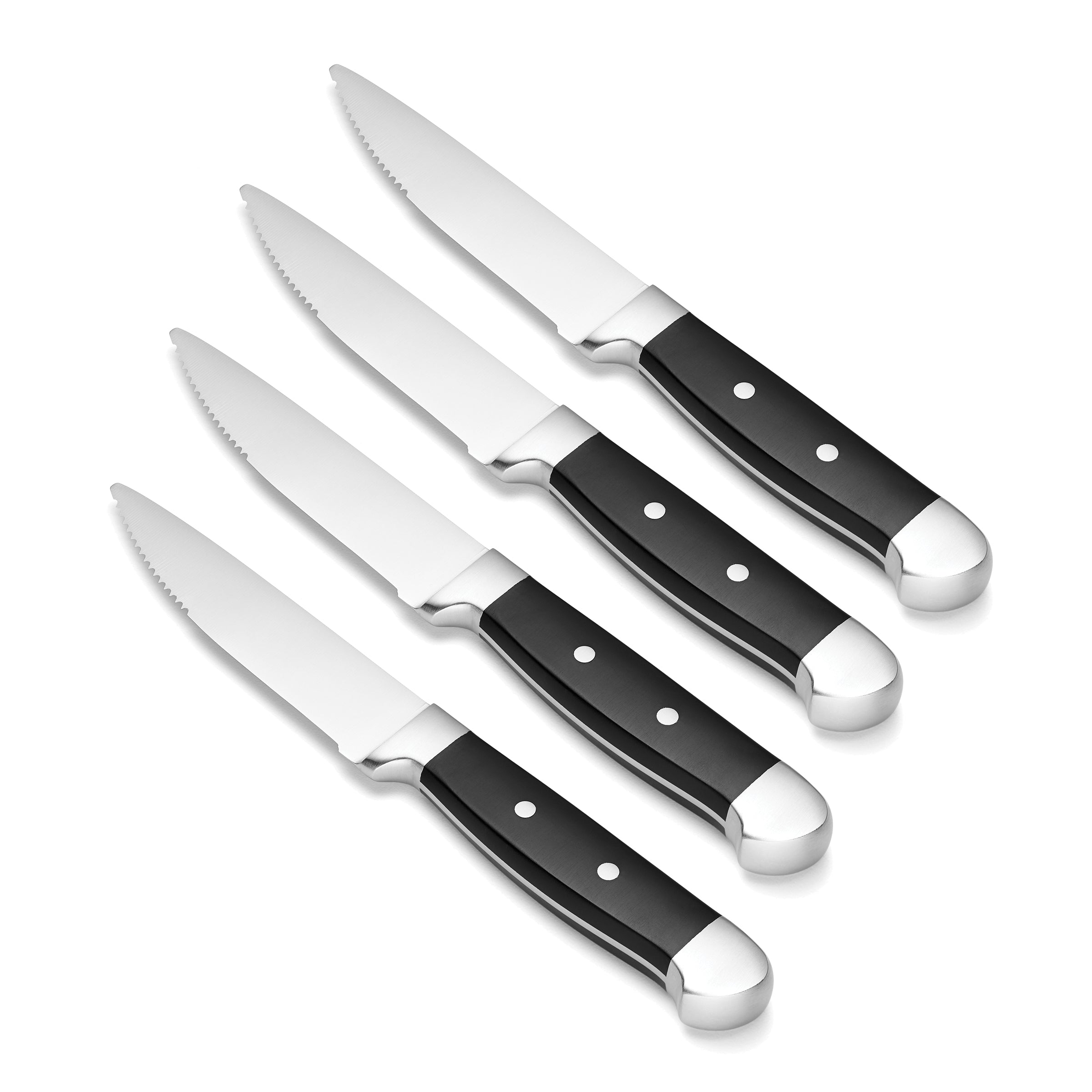 Heavy-Duty Steak Knives Set of 4 with Black Handles | Jumbo