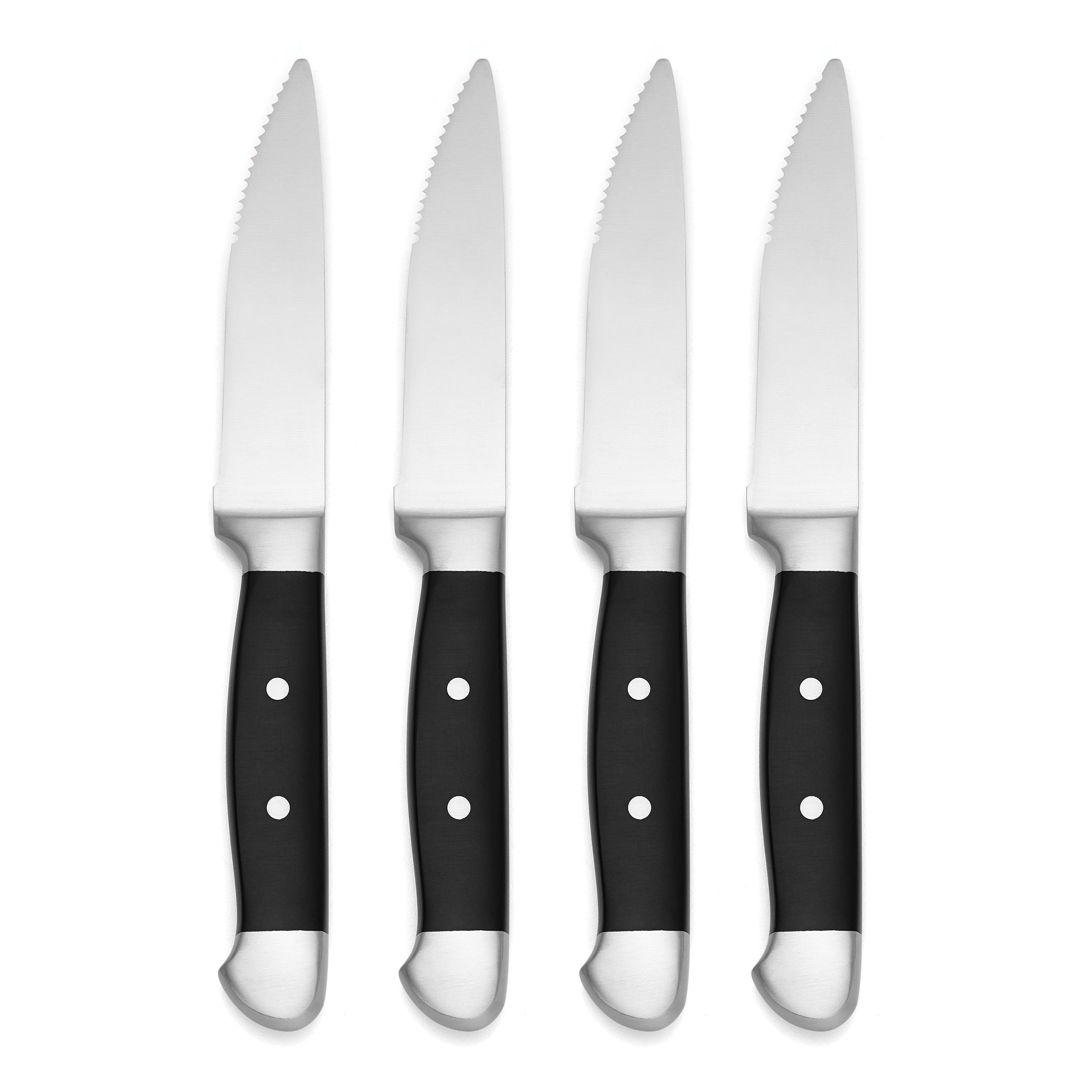 Heavy-Duty Steak Knives Set of 4 with Black Handles | Jumbo